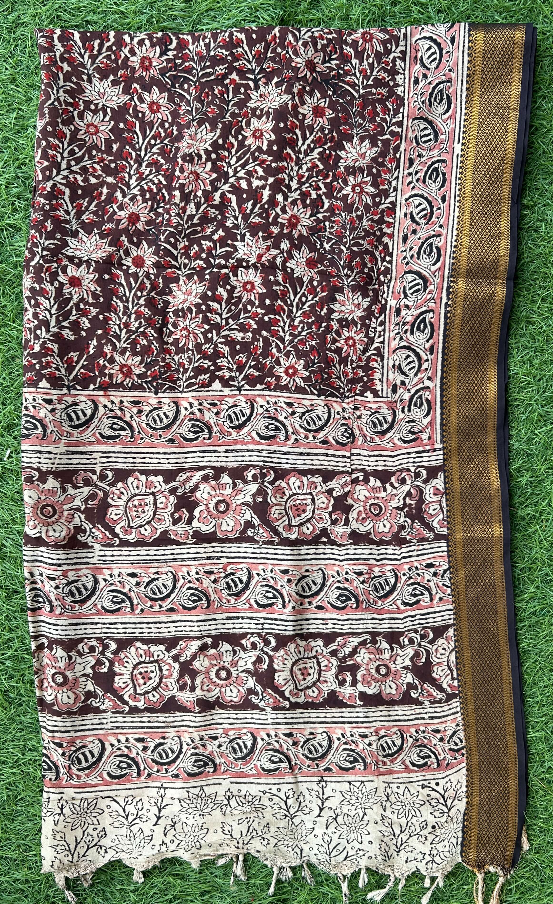 Nizam Border Kalamkari Dupatta- NBKHBD-N-M175