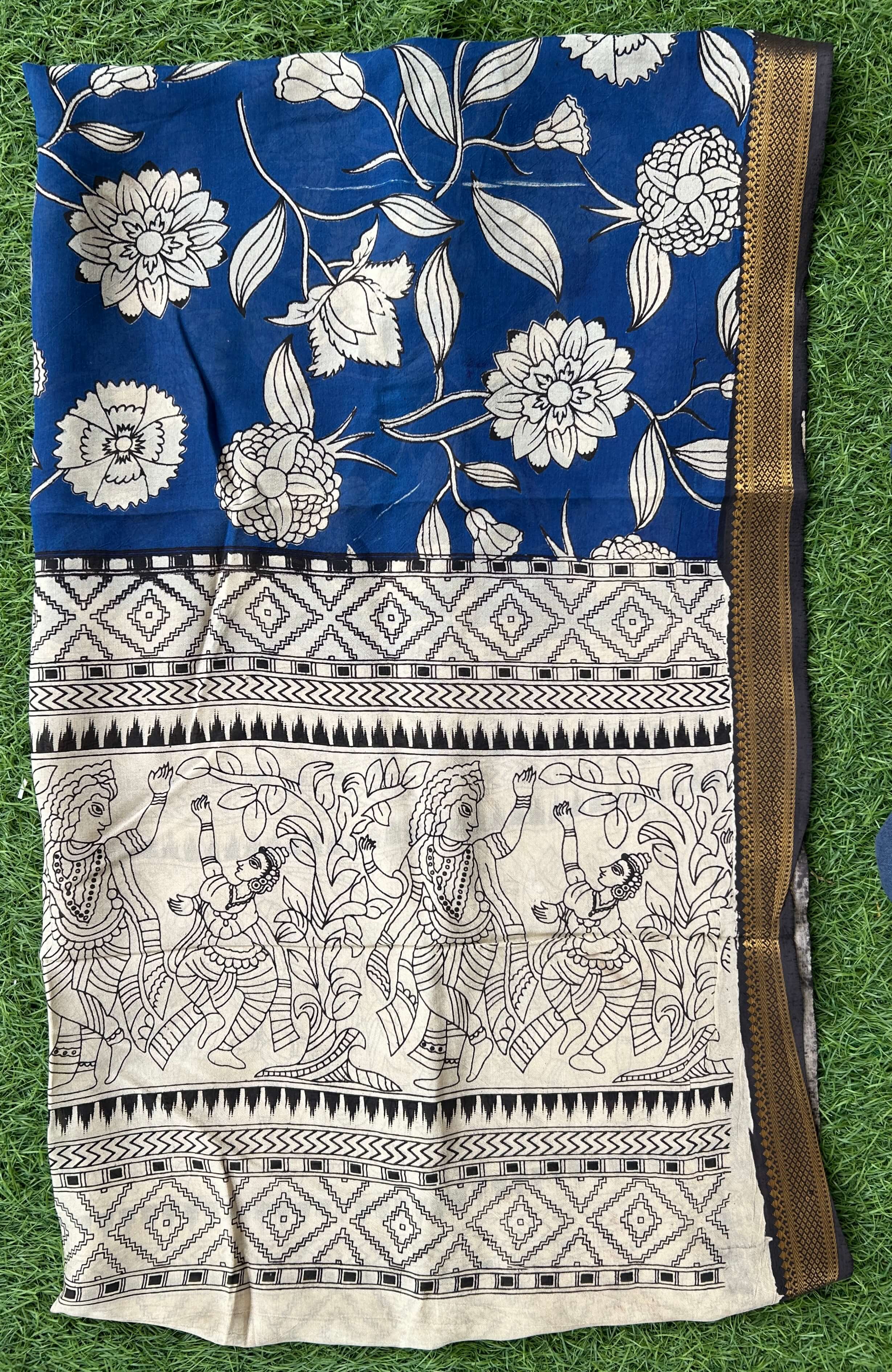 Nizam Border Kalamkari Dupatta- NBKHBD-N-M181