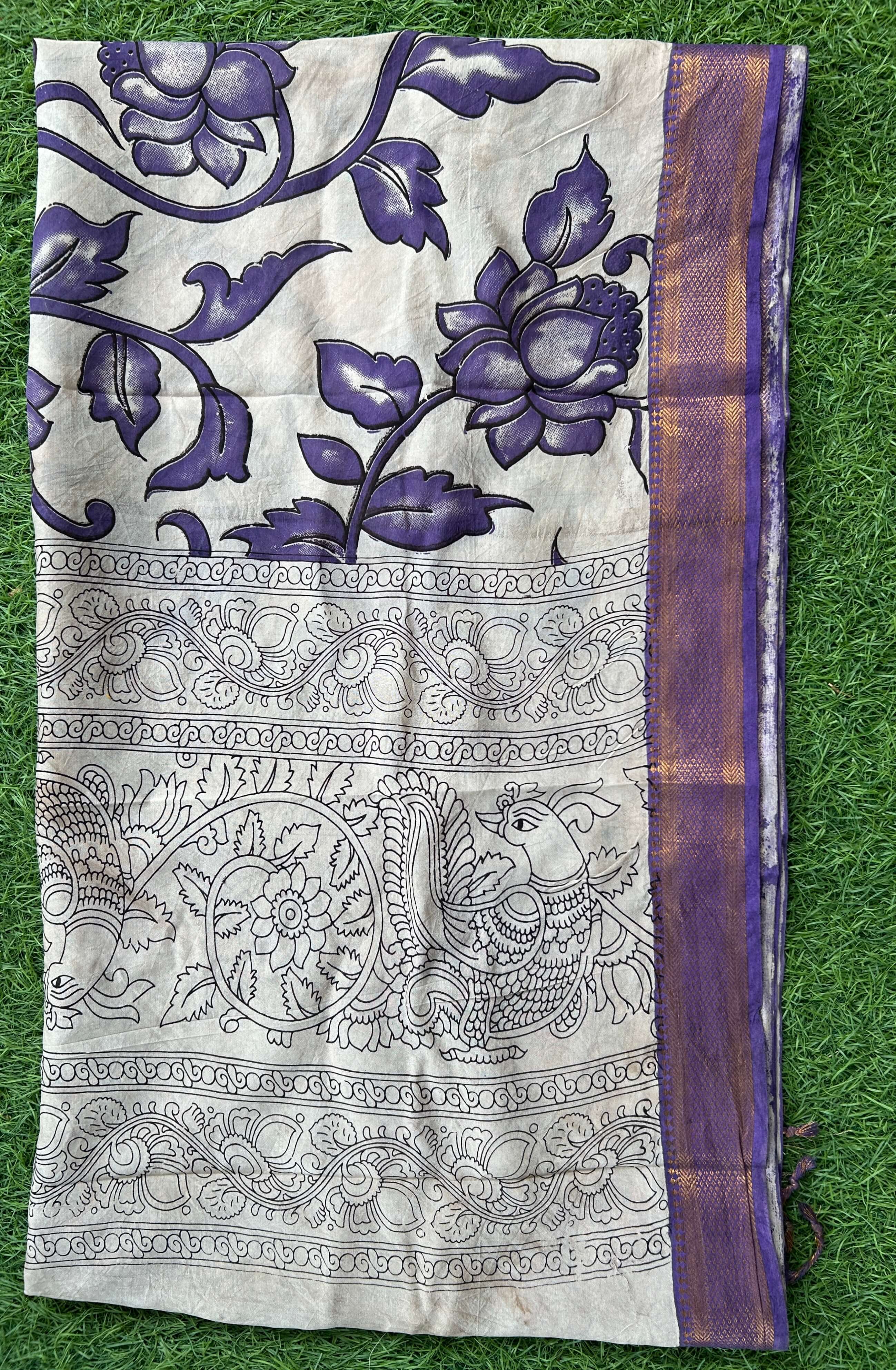 Nizam Border Kalamkari Dupatta- NBKHBD-N-M182