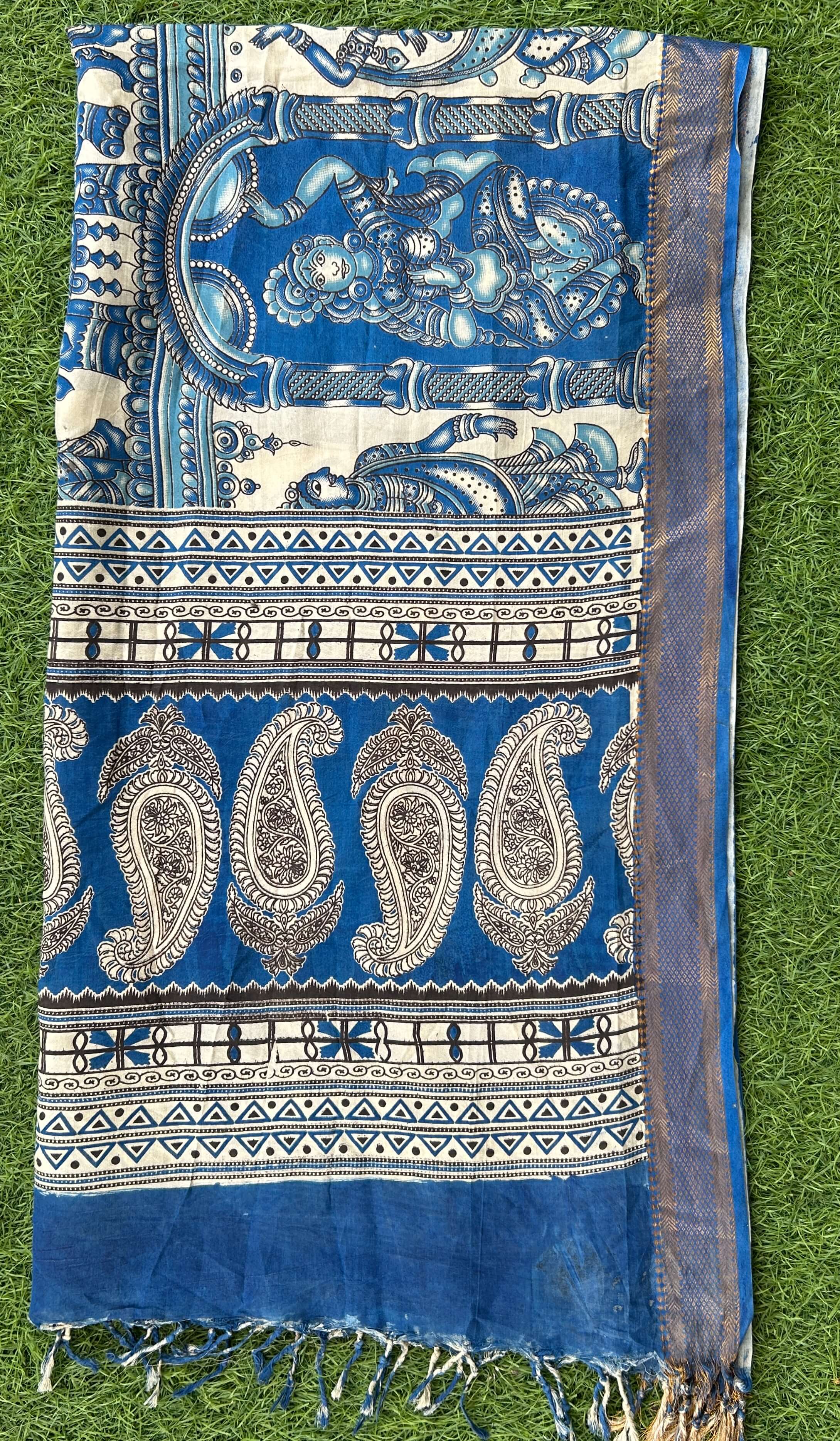 Nizam Border Kalamkari Dupatta- NBKHBD-N-M186