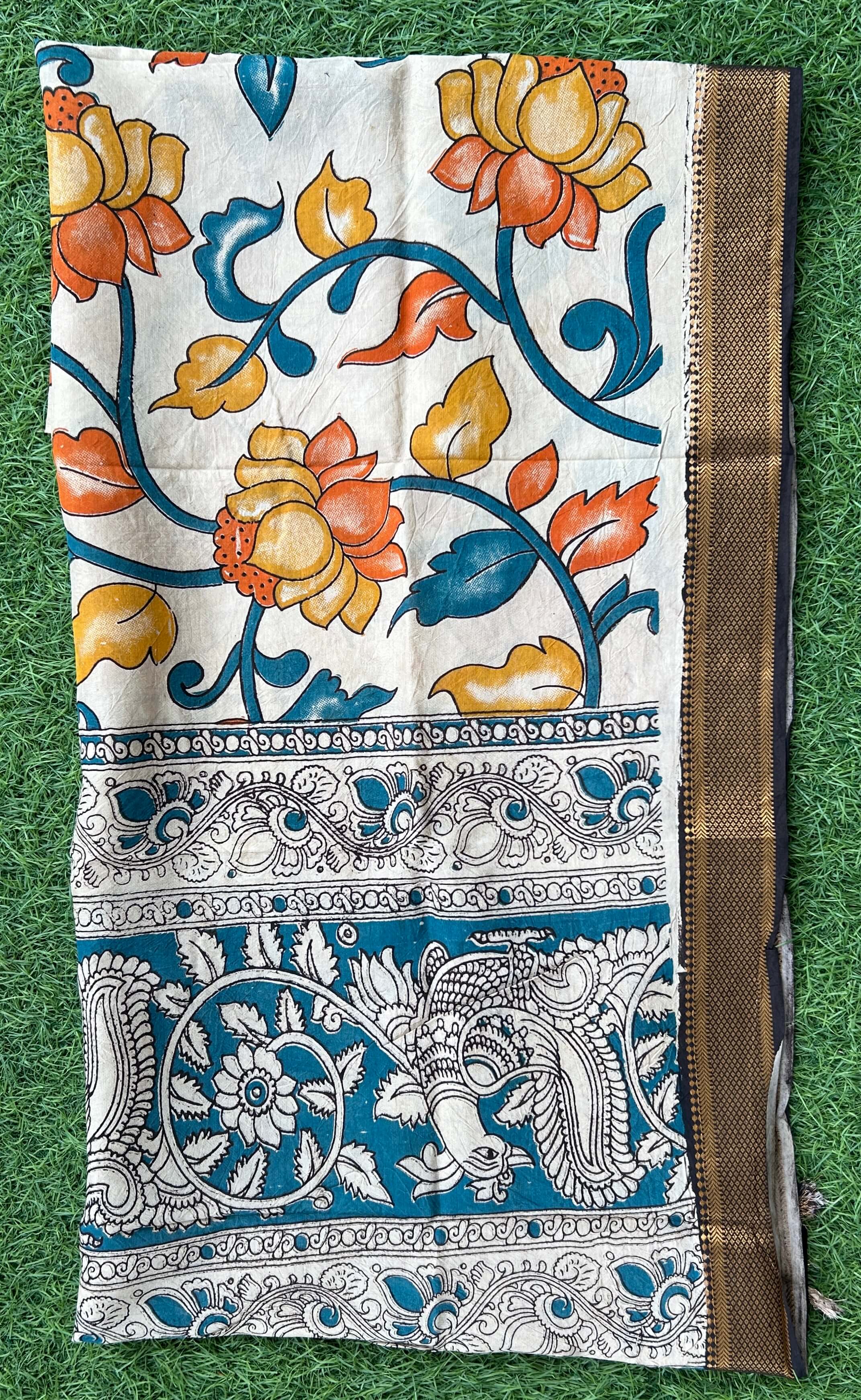 Nizam Border Kalamkari Dupatta- NBKHBD-N-M191