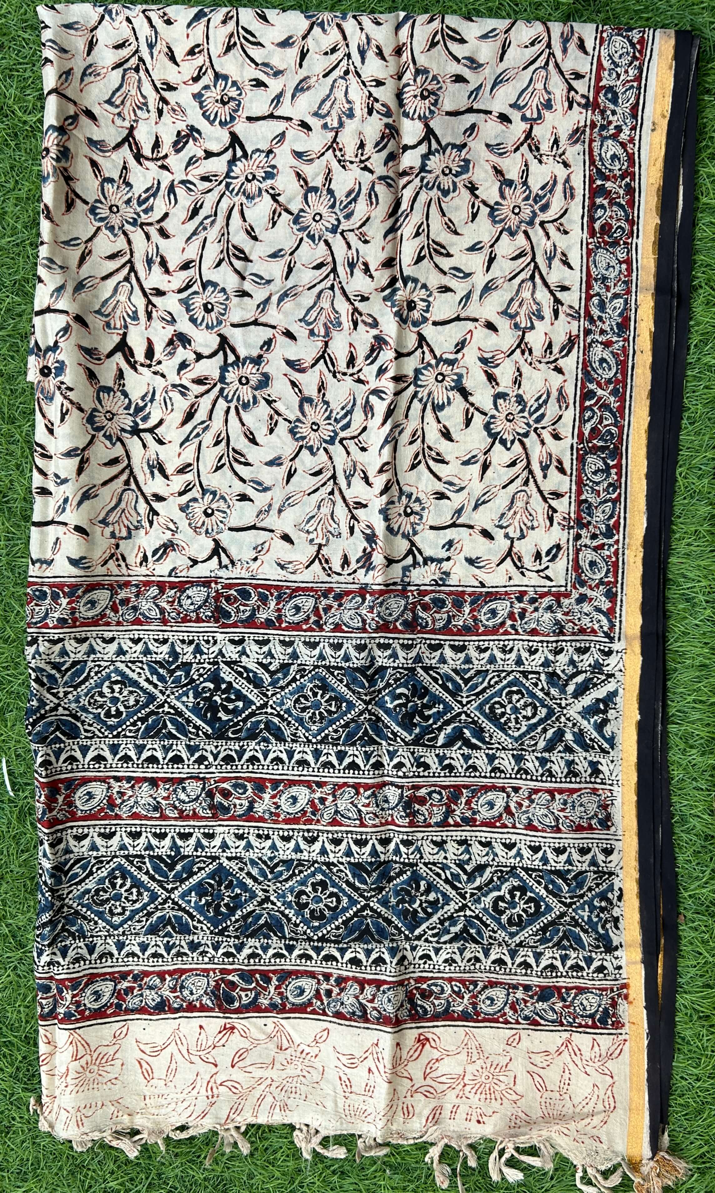 Kaddi Border Kalamkari Dupatta- KBKHPD-N-M185