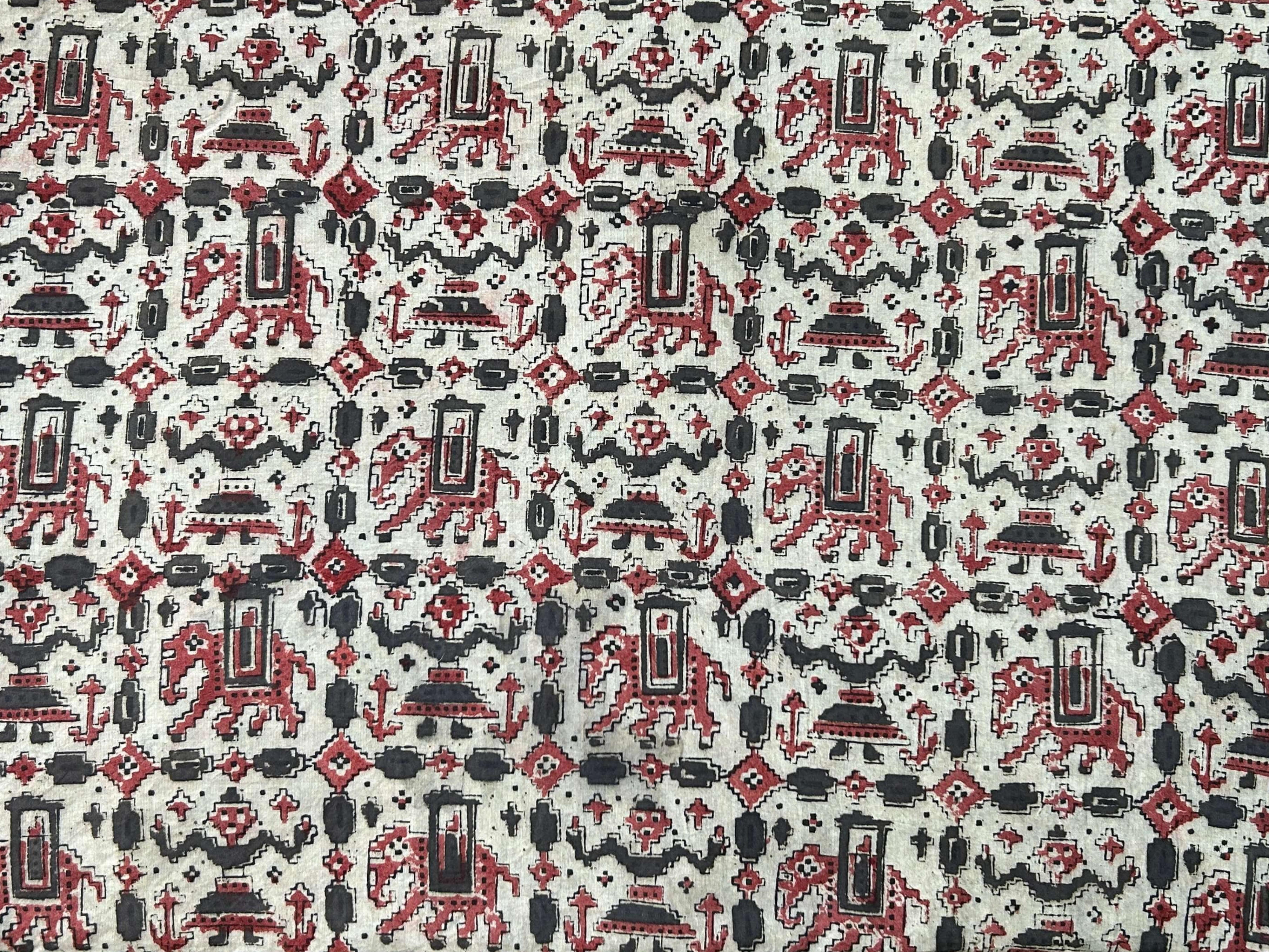 Kalamkari Block Printed Cotton Fabric - HBP-B022