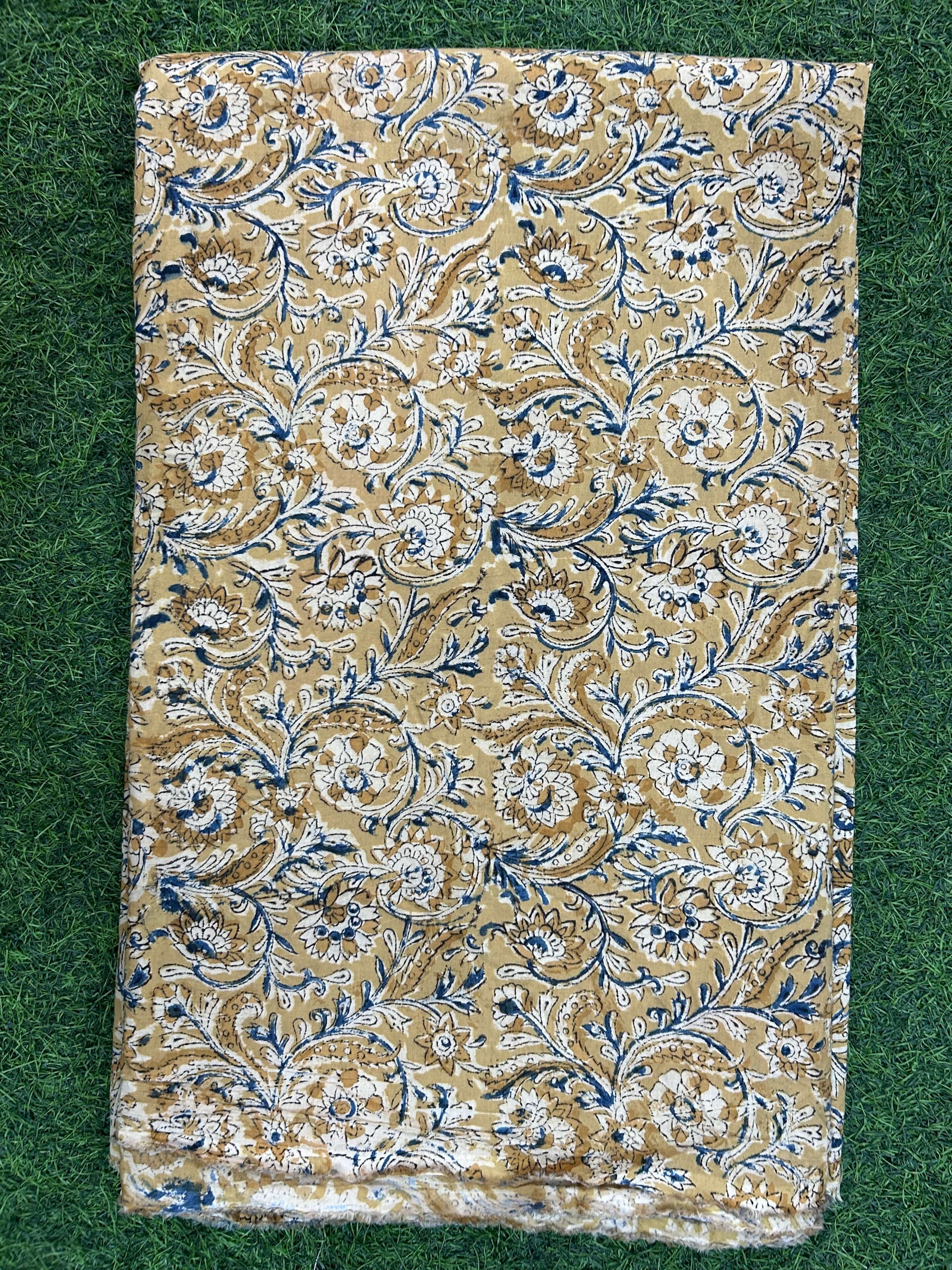 Kalamkari Block Printed Cotton Fabric - HBP-B024
