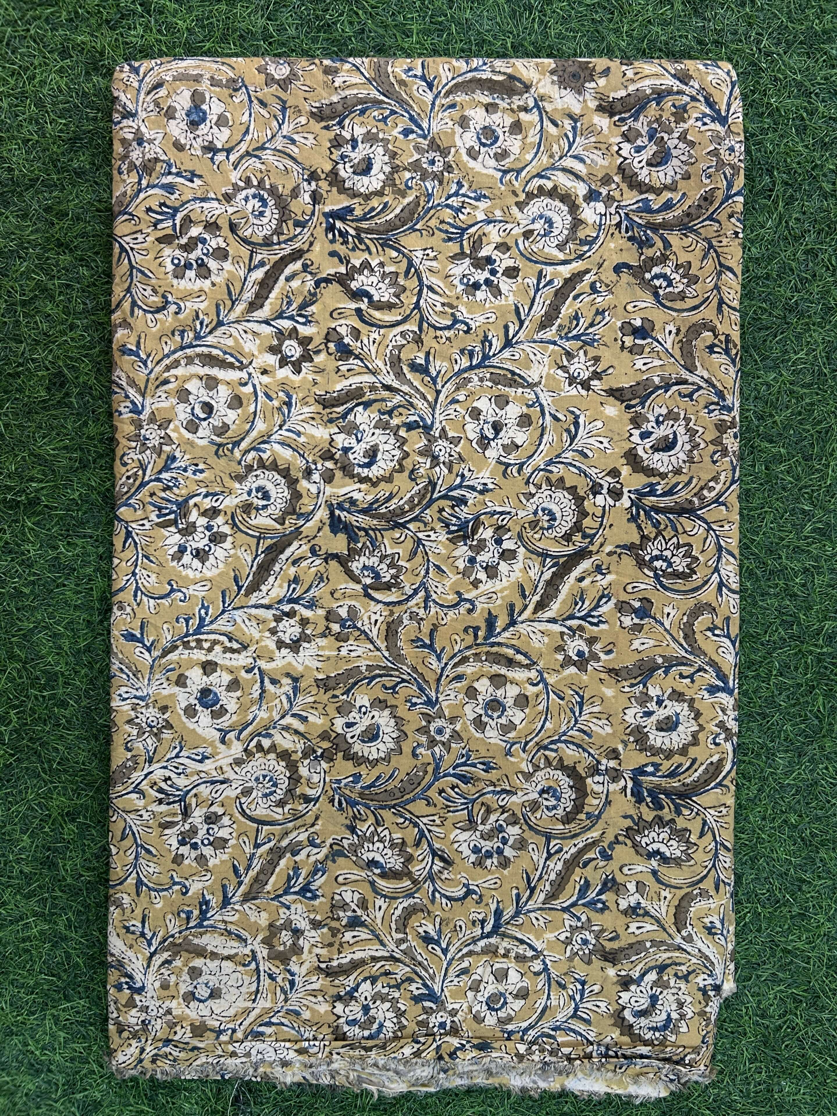 Kalamkari Block Printed Cotton Fabric - HBP-B025