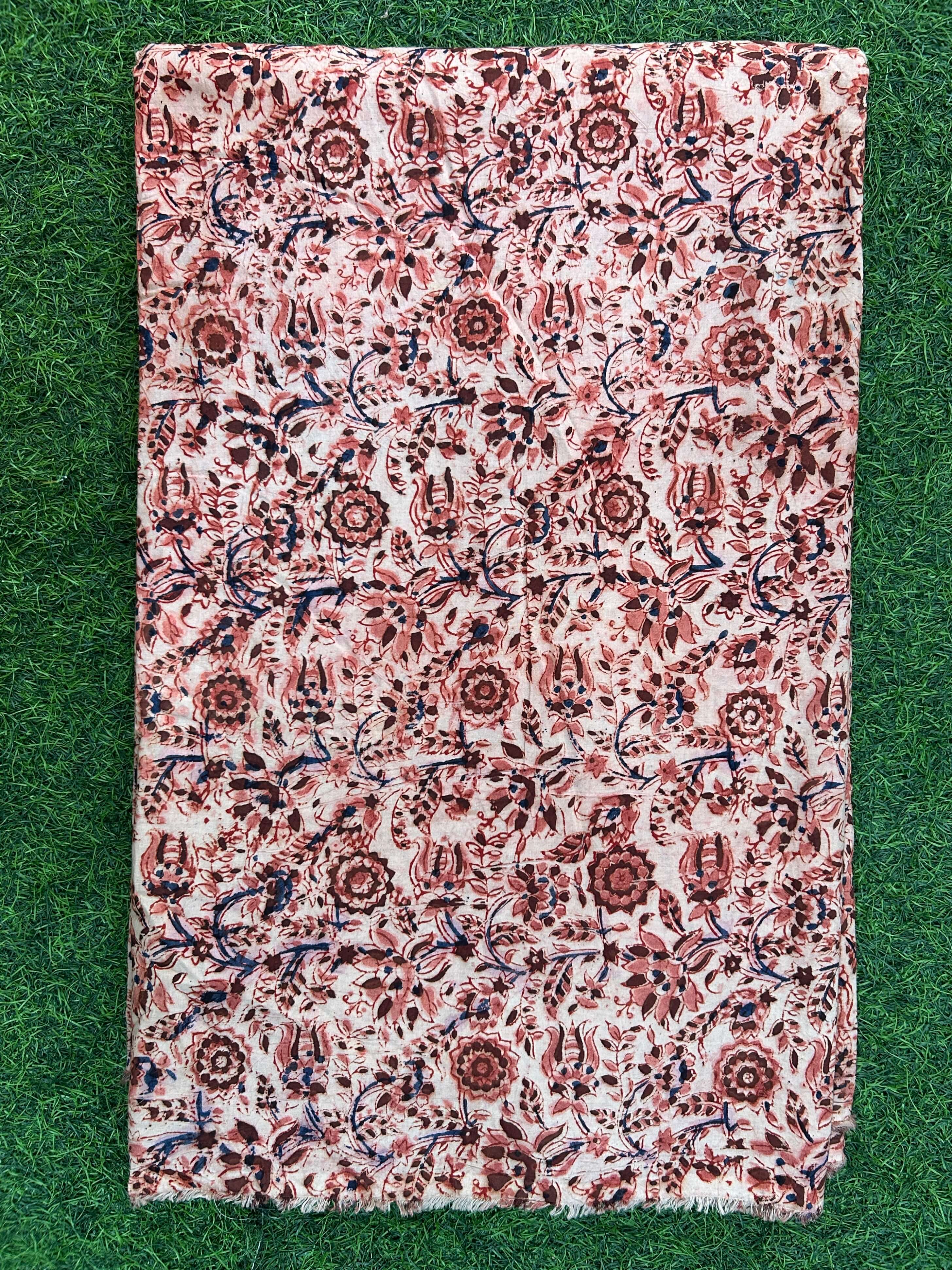 Kalamkari Block Printed Cotton Fabric - HBP-B025
