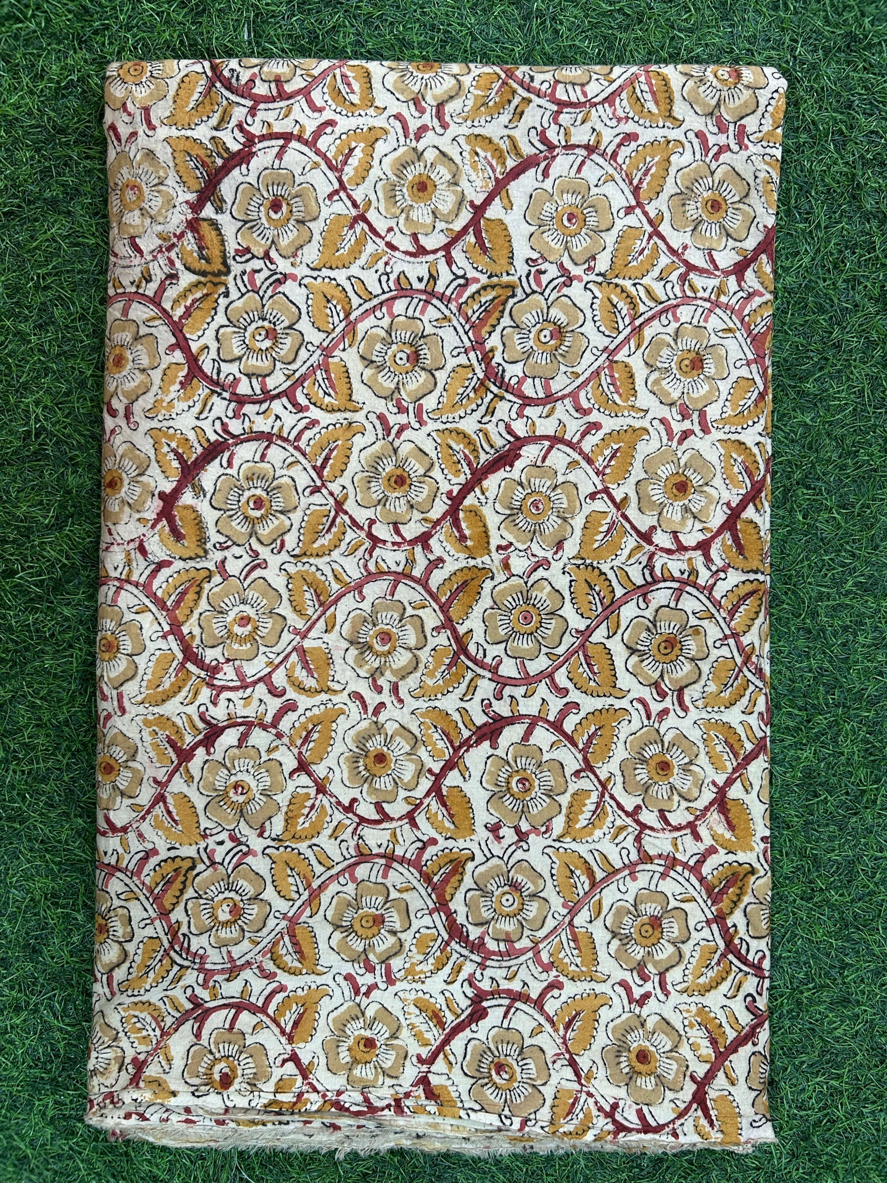 Kalamkari Block Printed Cotton Fabric - HBP-B027