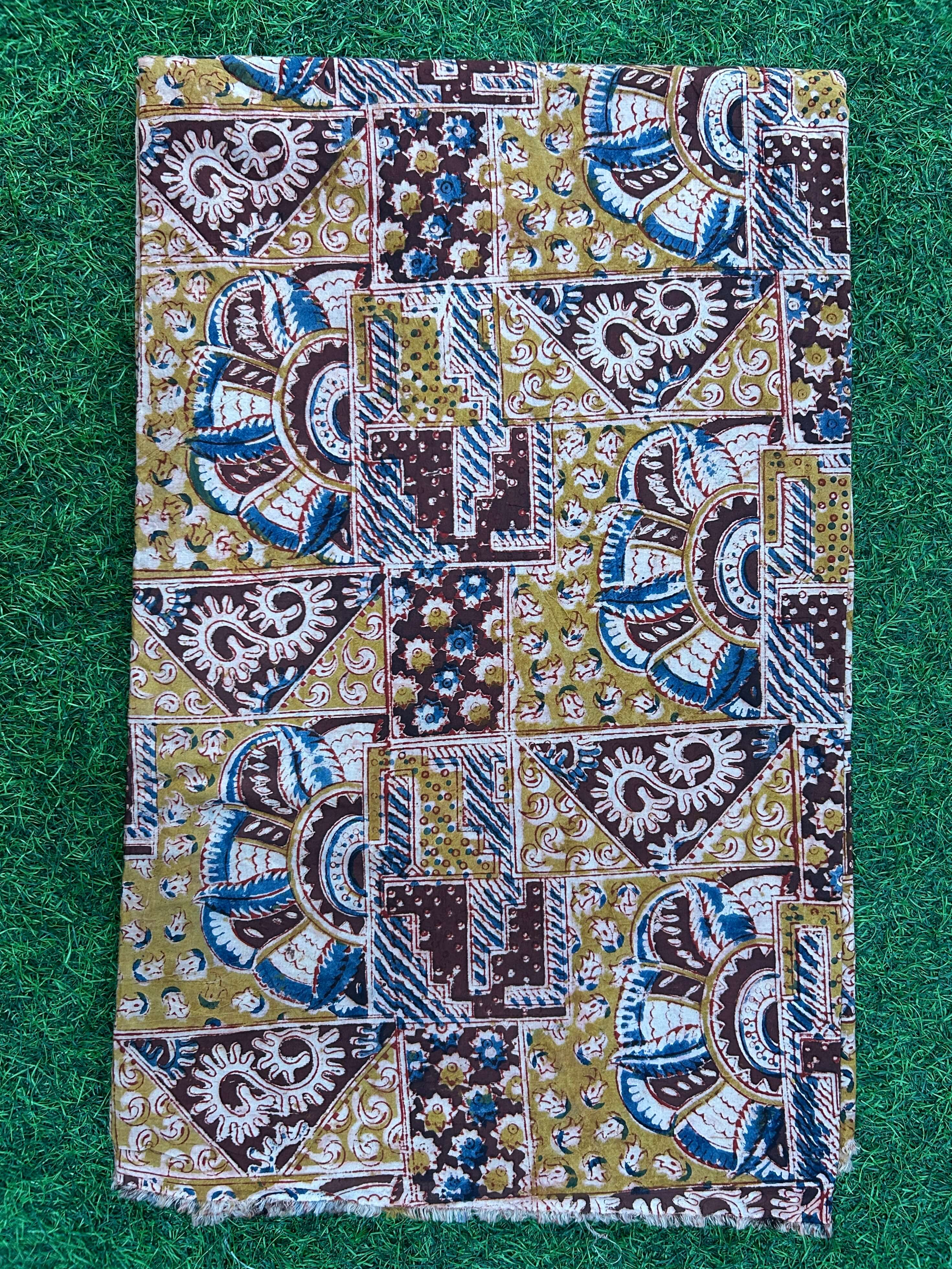 Kalamkari Block Printed Cotton Fabric - HBP-B029