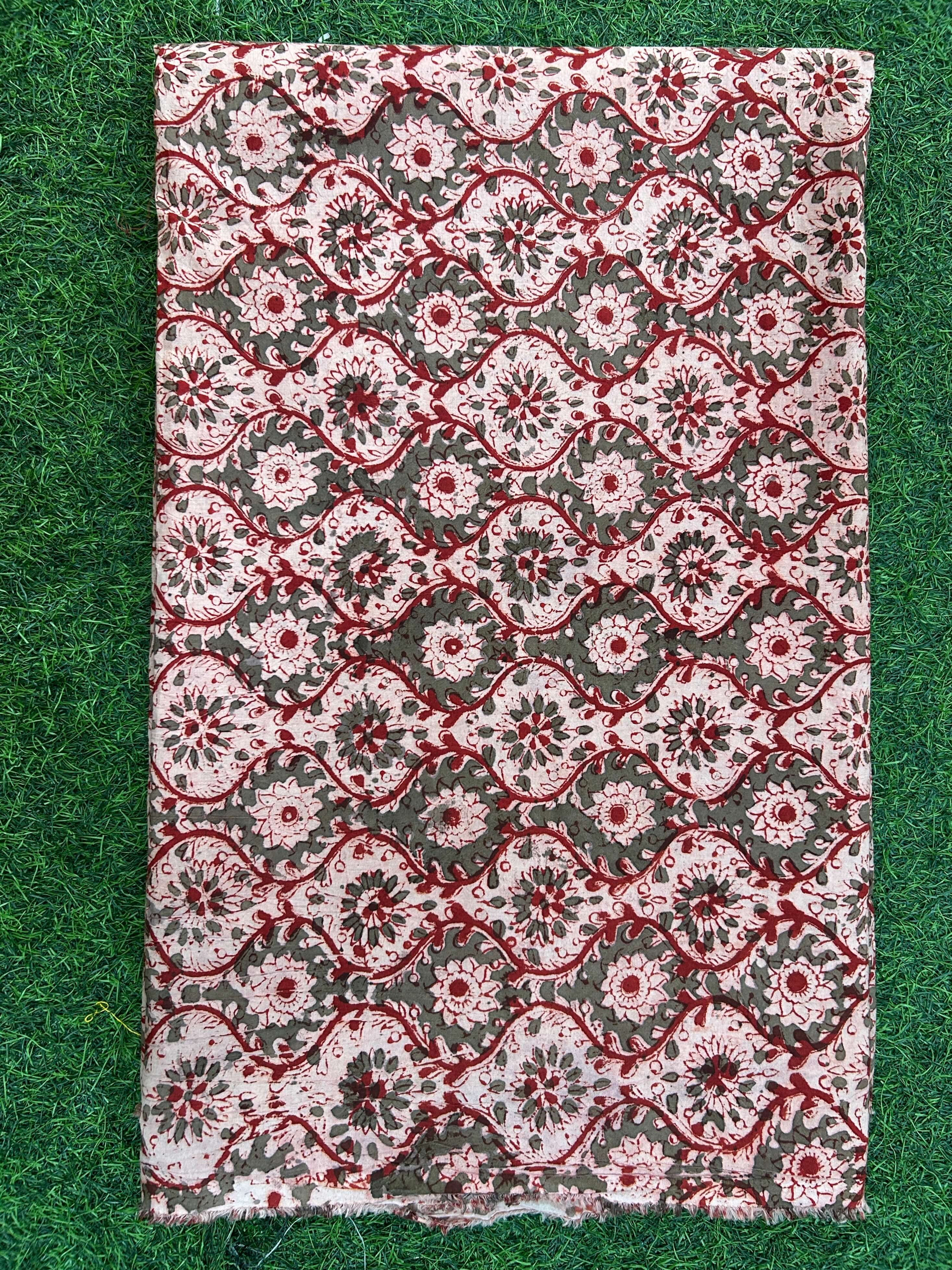 Kalamkari Block Printed Cotton Fabric - HBP-B031