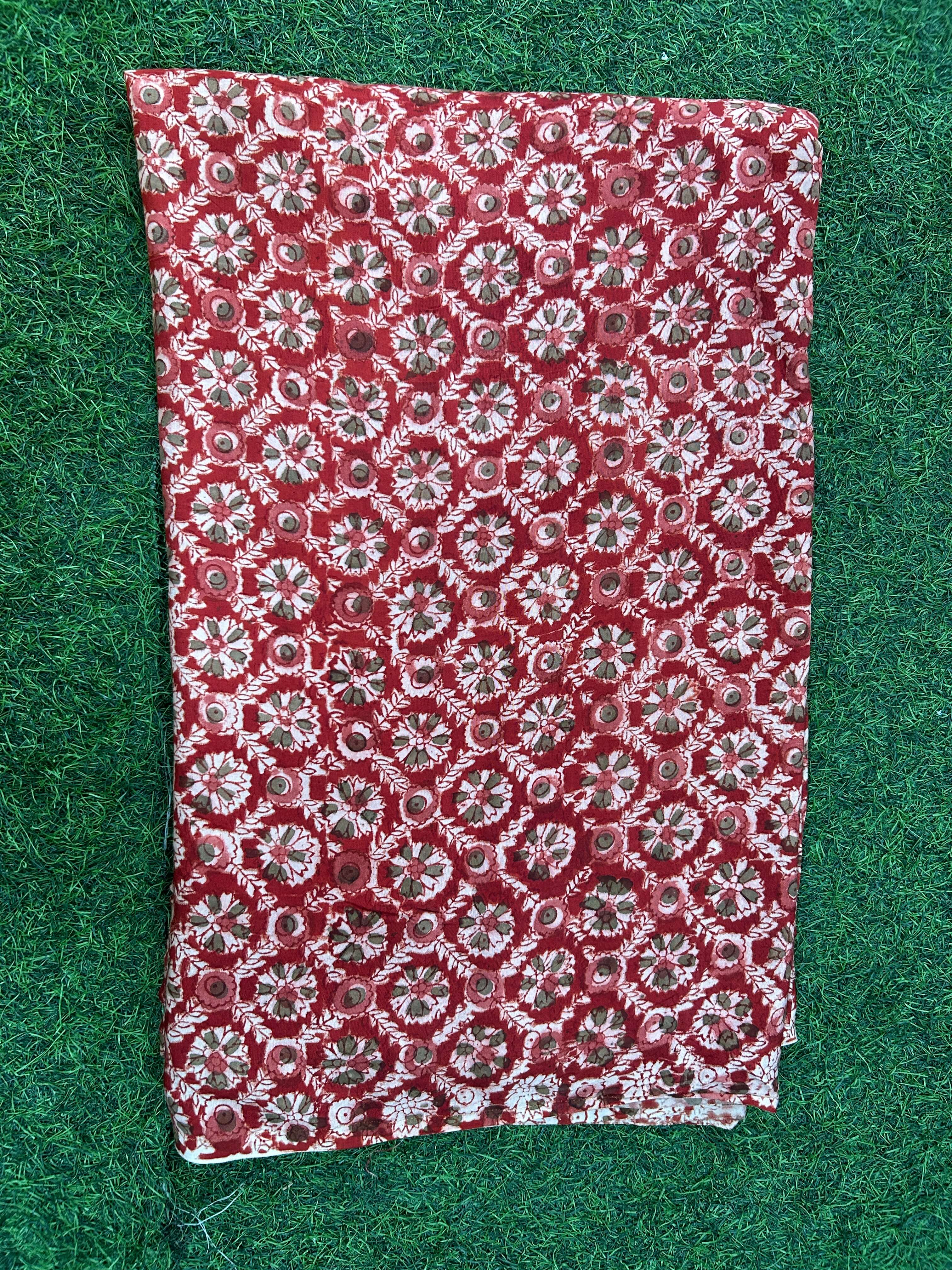 Kalamkari Block Printed Cotton Fabric - HBP-B032