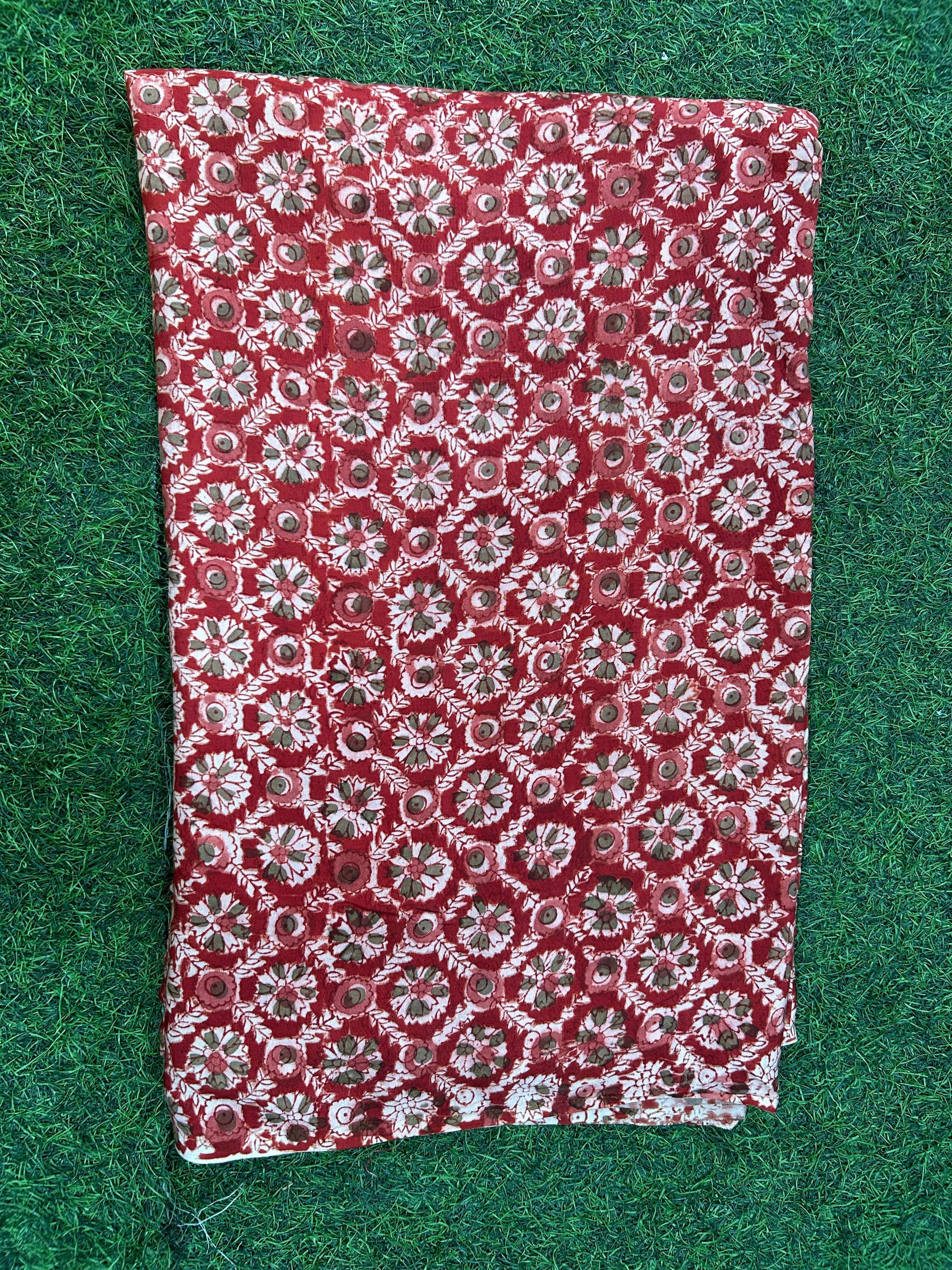 Kalamkari Block Printed Chennuri Silk Fabric - HBPS-B046