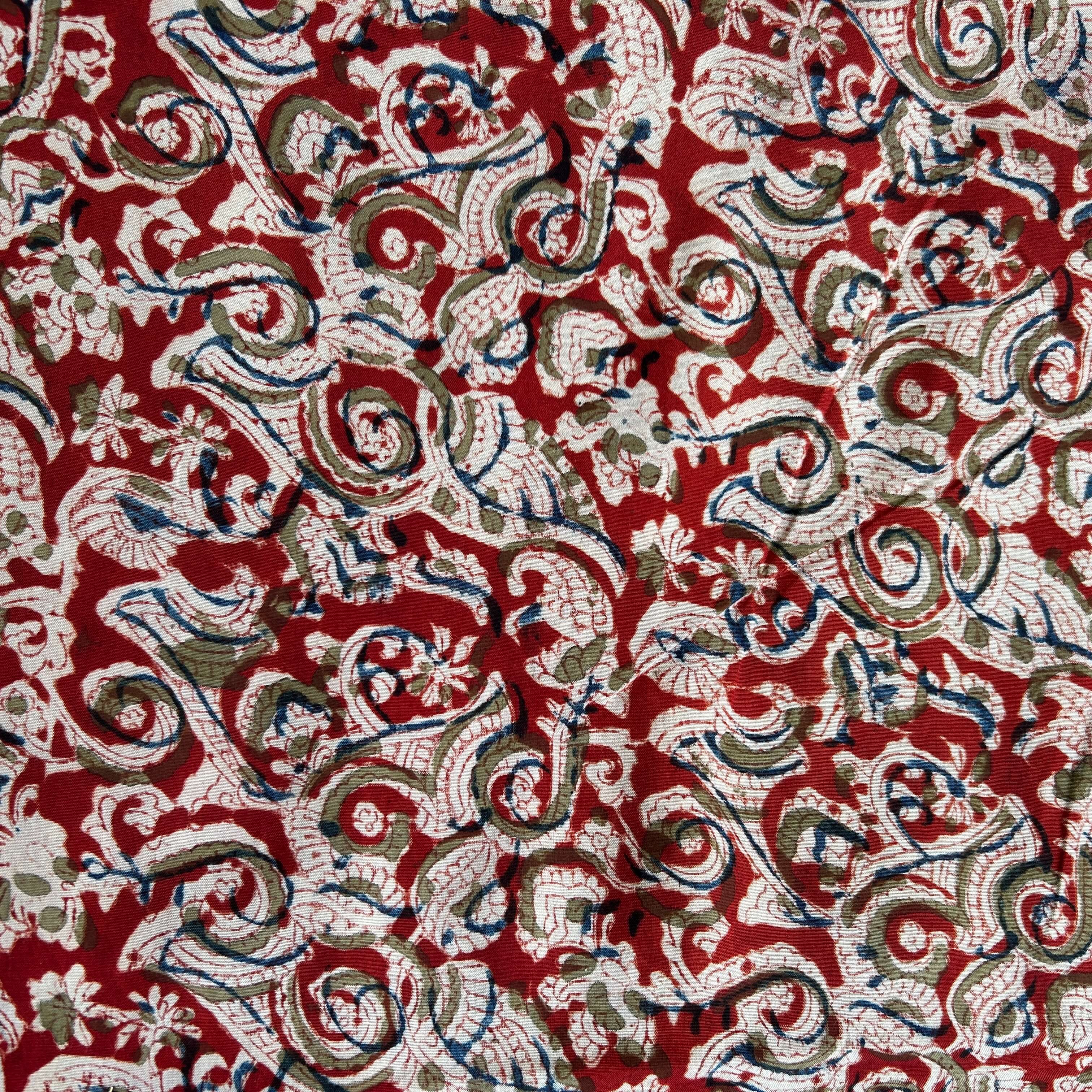 Kalamkari Block Printed Chennuri Silk Fabric - HBPS-B035