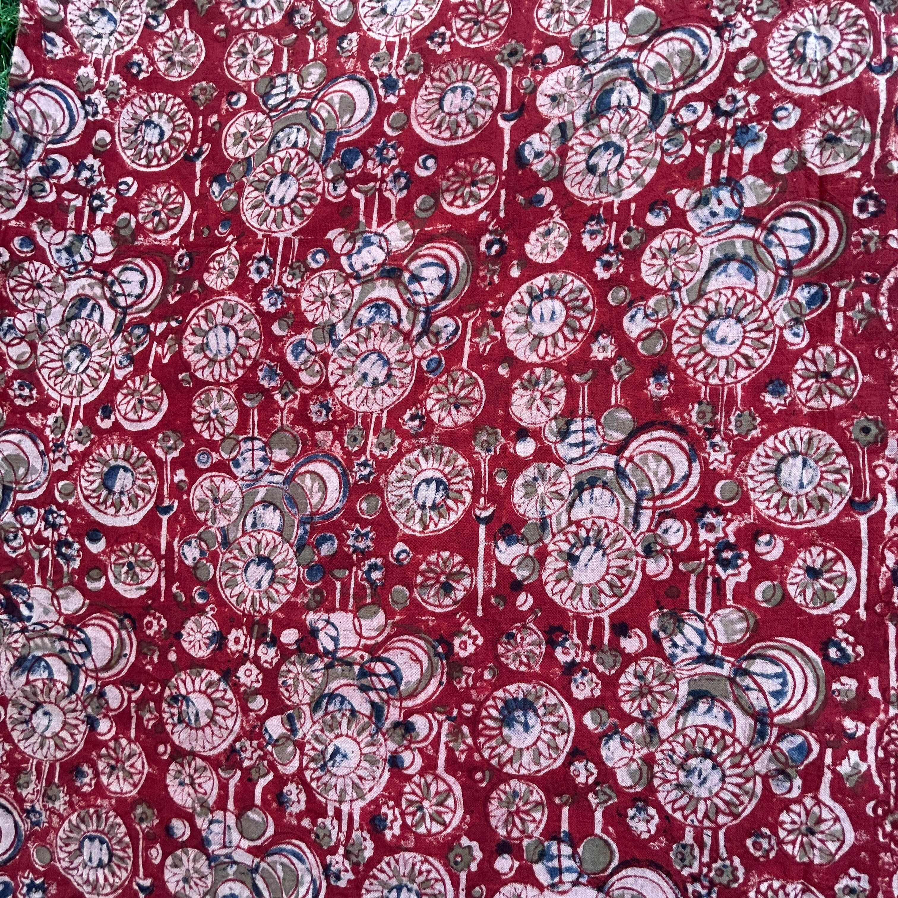 Kalamkari Block Printed Chennuri Silk Fabric - HBPS-B036
