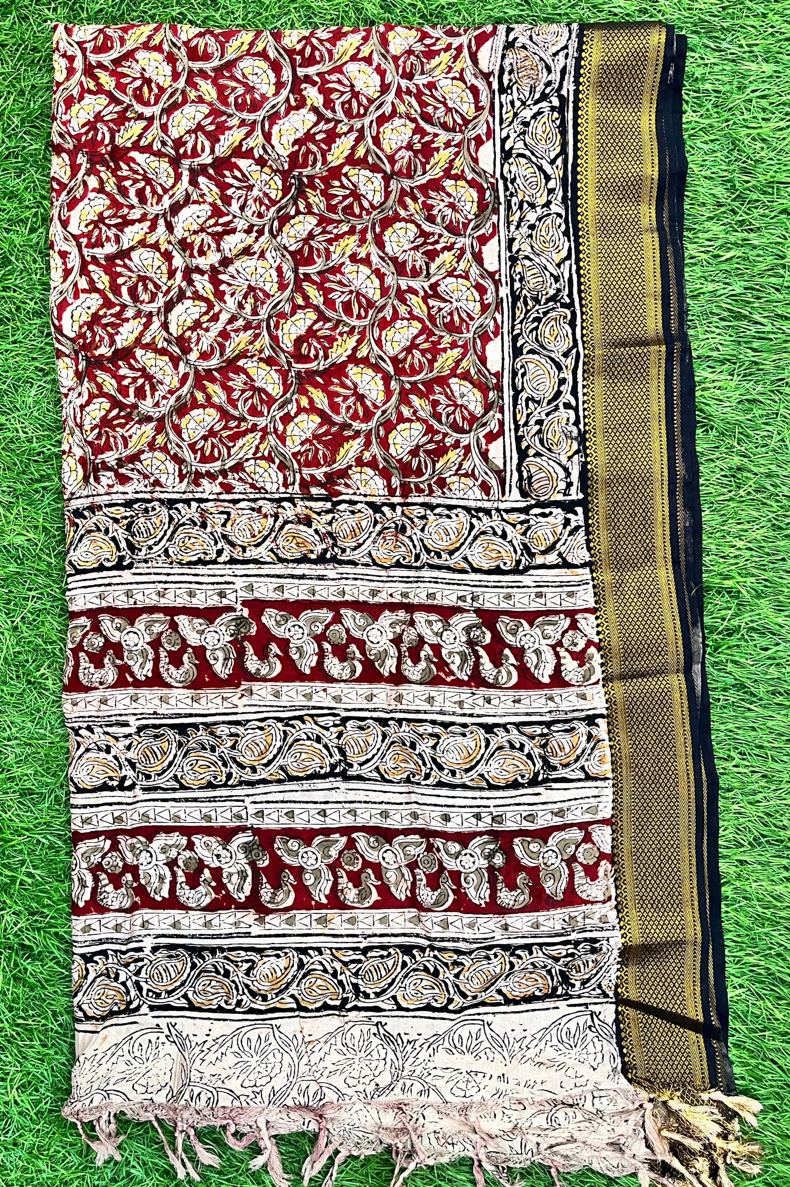 Nizam Border Kalamkari Dupatta- NBKHBD-N-M085