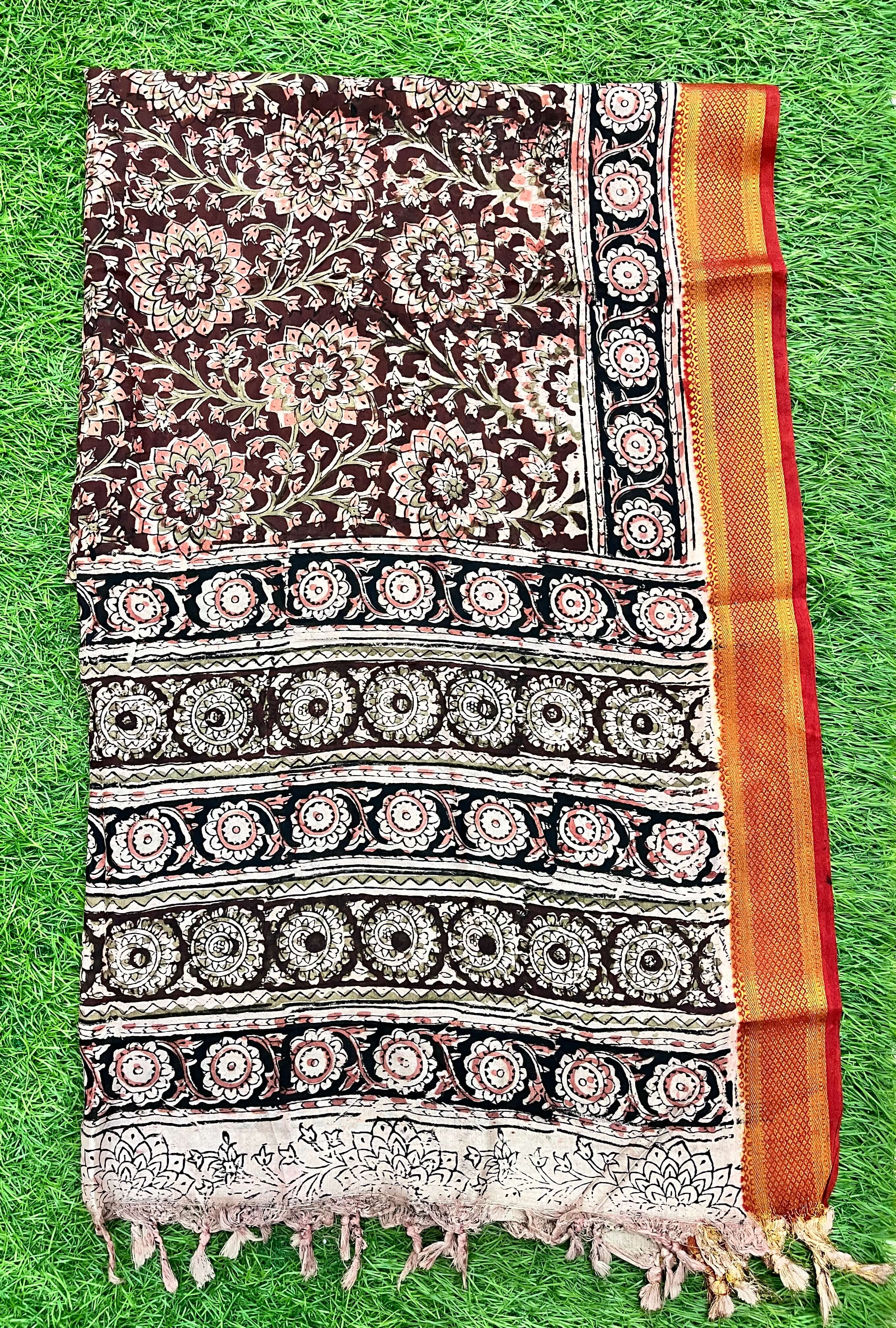 Nizam Border Kalamkari Dupatta- NBKHBD-N-M087
