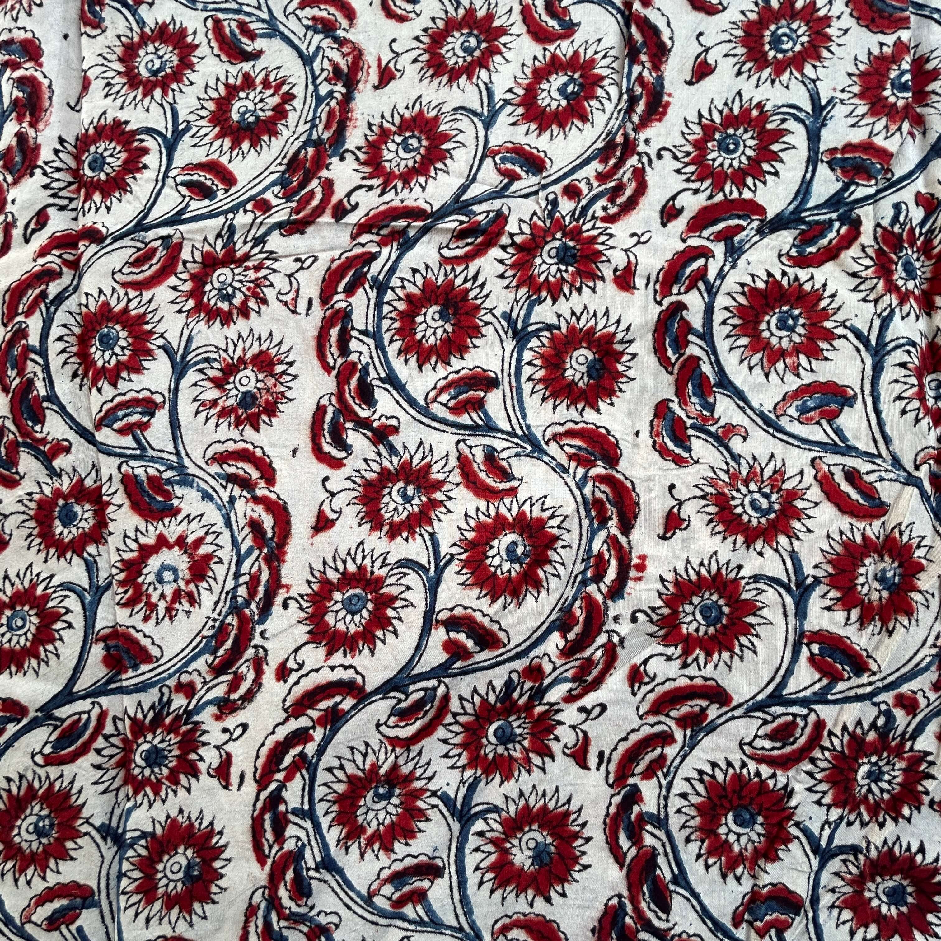 Kalamkari Block Printed Chennuri Silk Fabric - HBPS-B026
