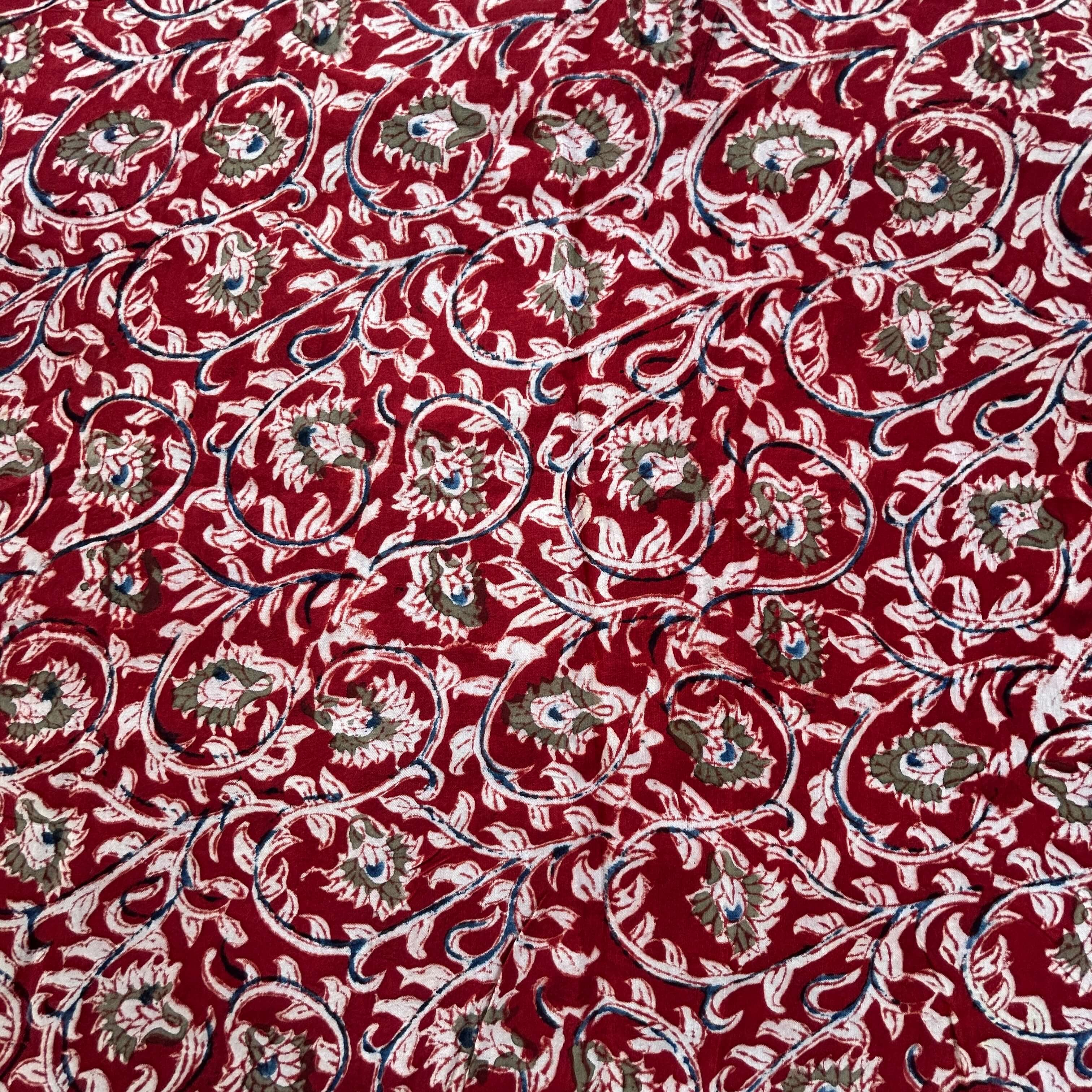 Kalamkari Block Printed Chennuri Silk Fabric - HBPS-B024
