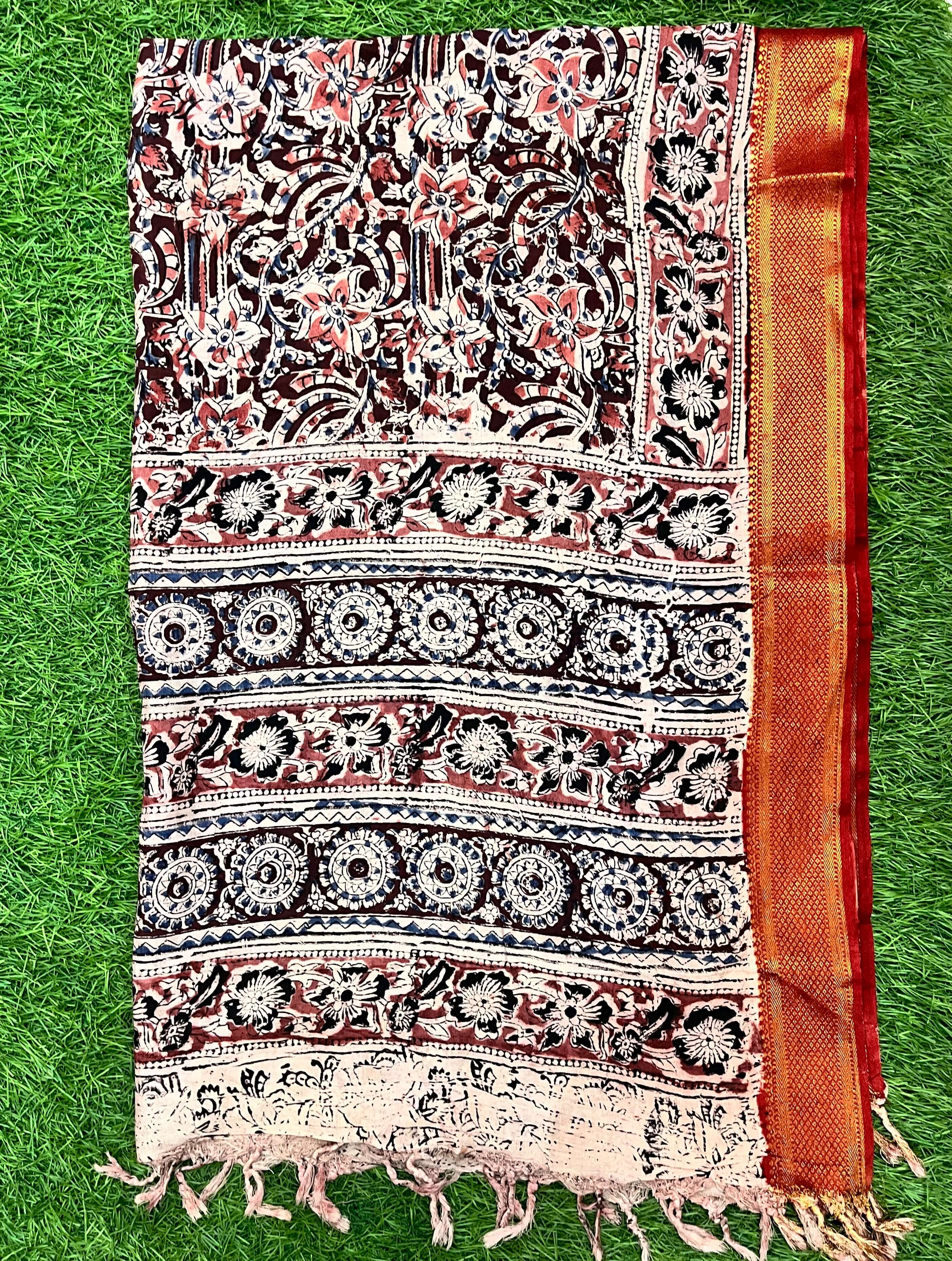 Nizam Border Kalamkari Dupatta- NBKHBD-N-M096