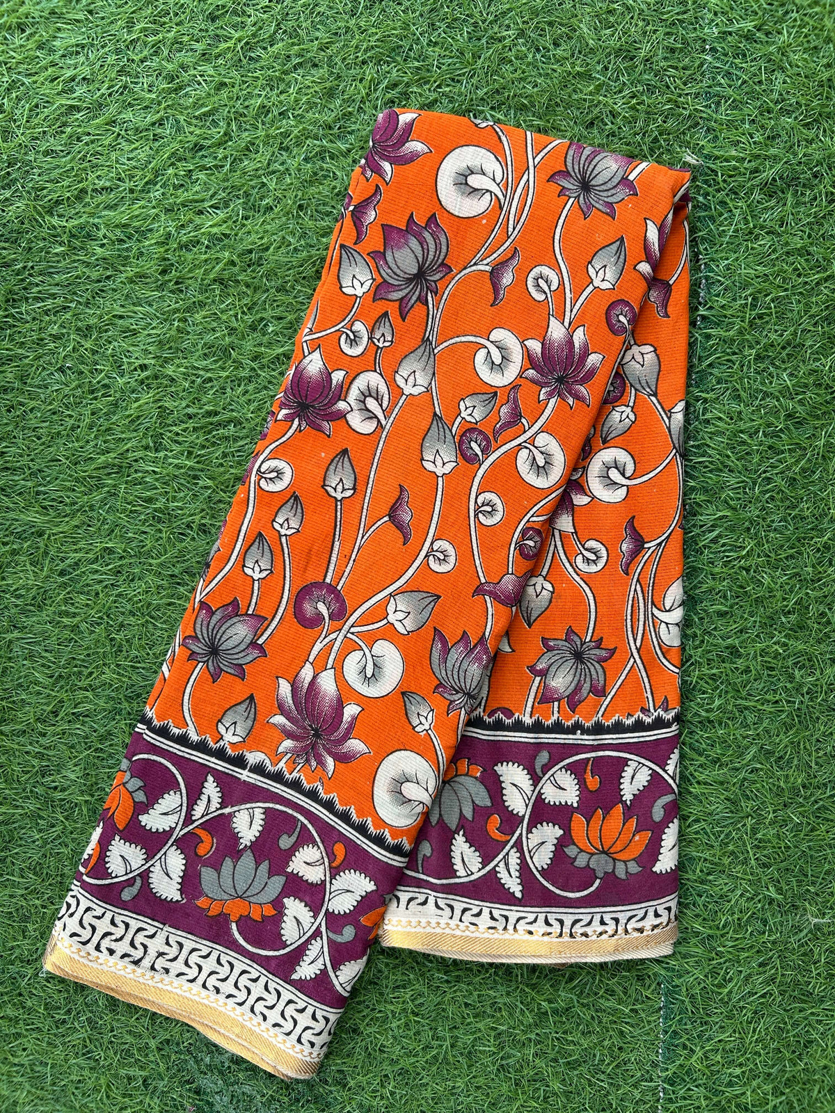 Kalamkari Cotton Zari Border Saree-KZB-BP-M022