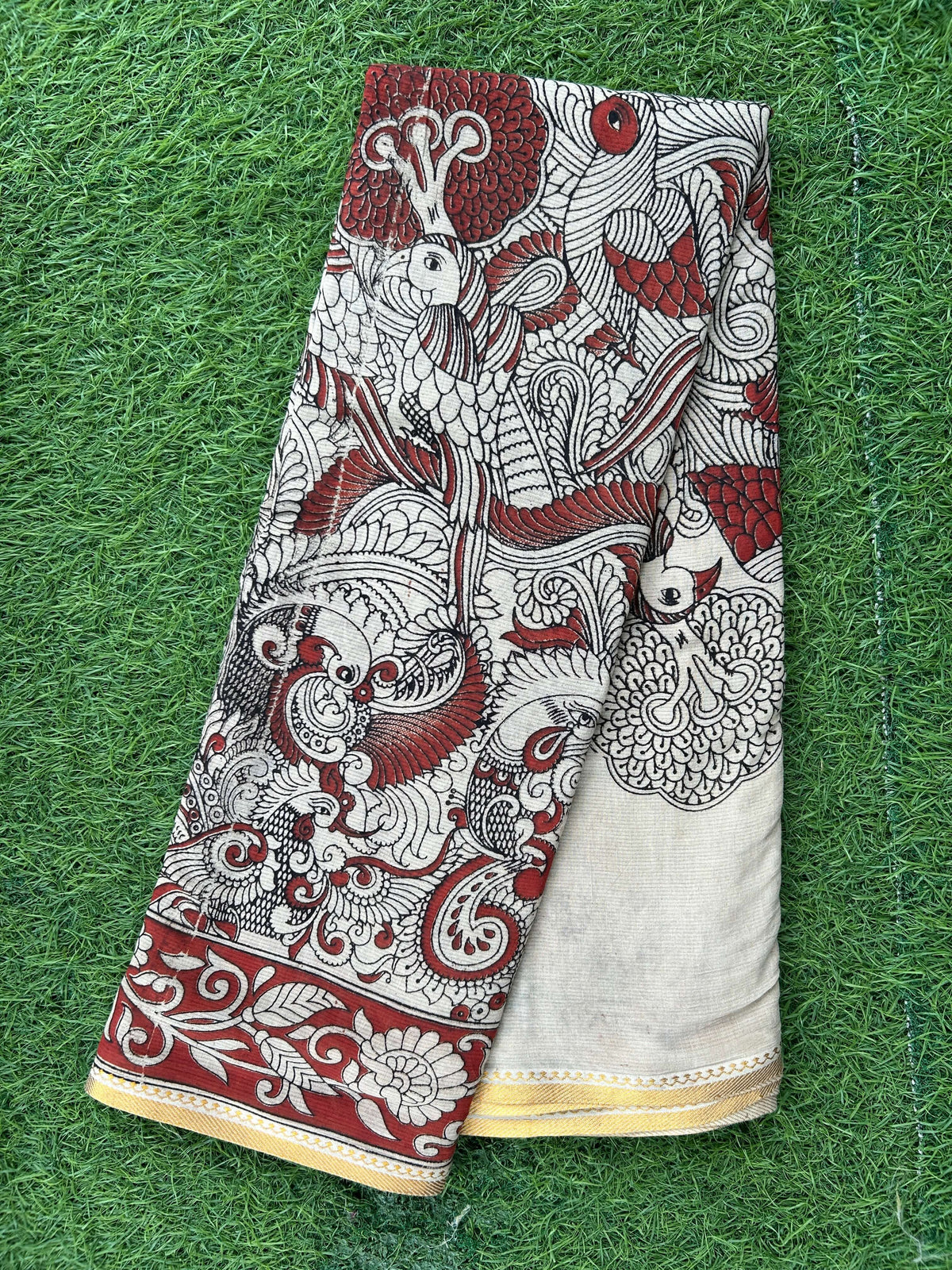 Kalamkari Cotton Zari Border Saree-KZB-BP-M023