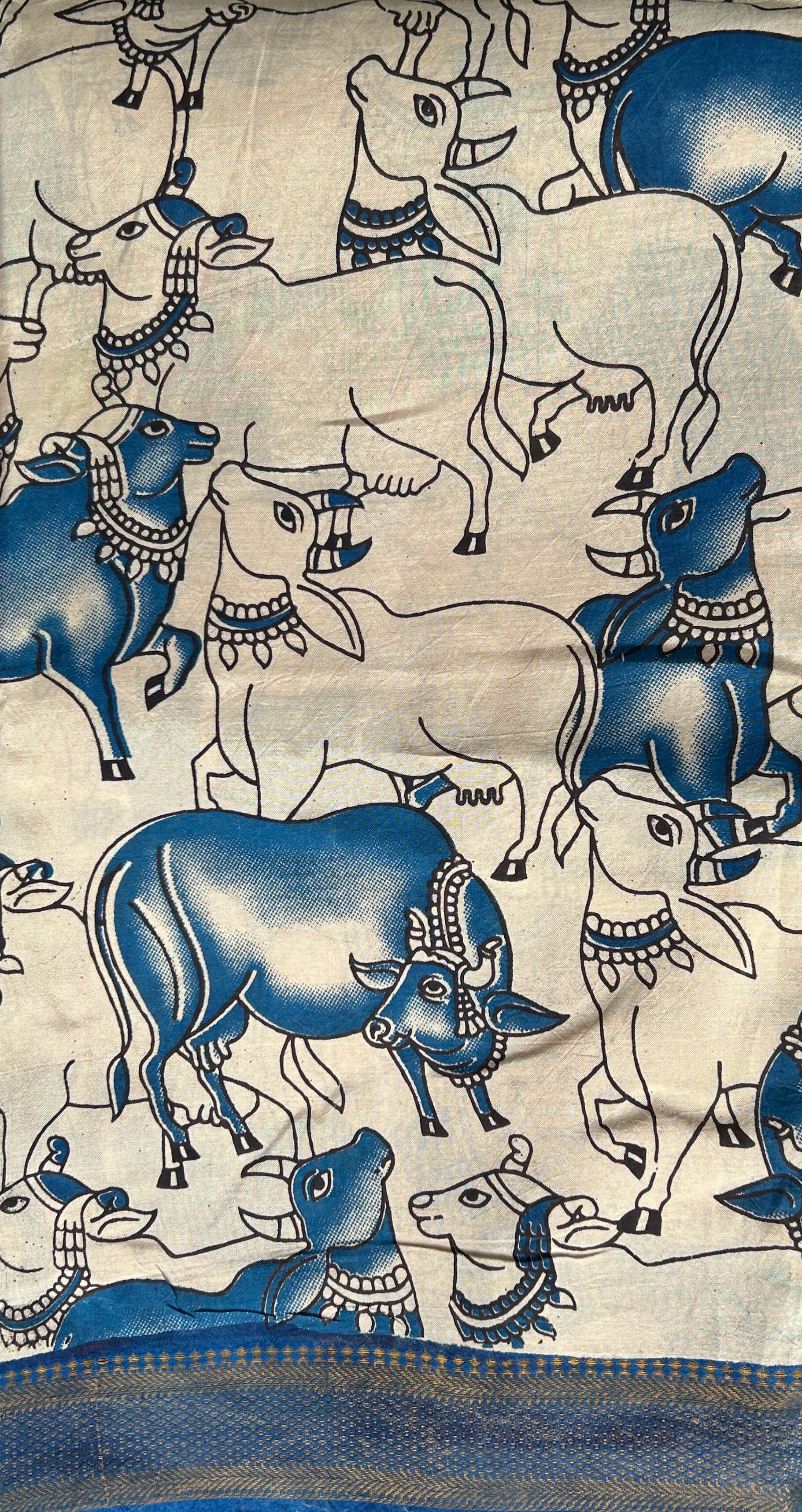 Kalamkari Screen Printed Nizam Border Fabric - SPNBF-008