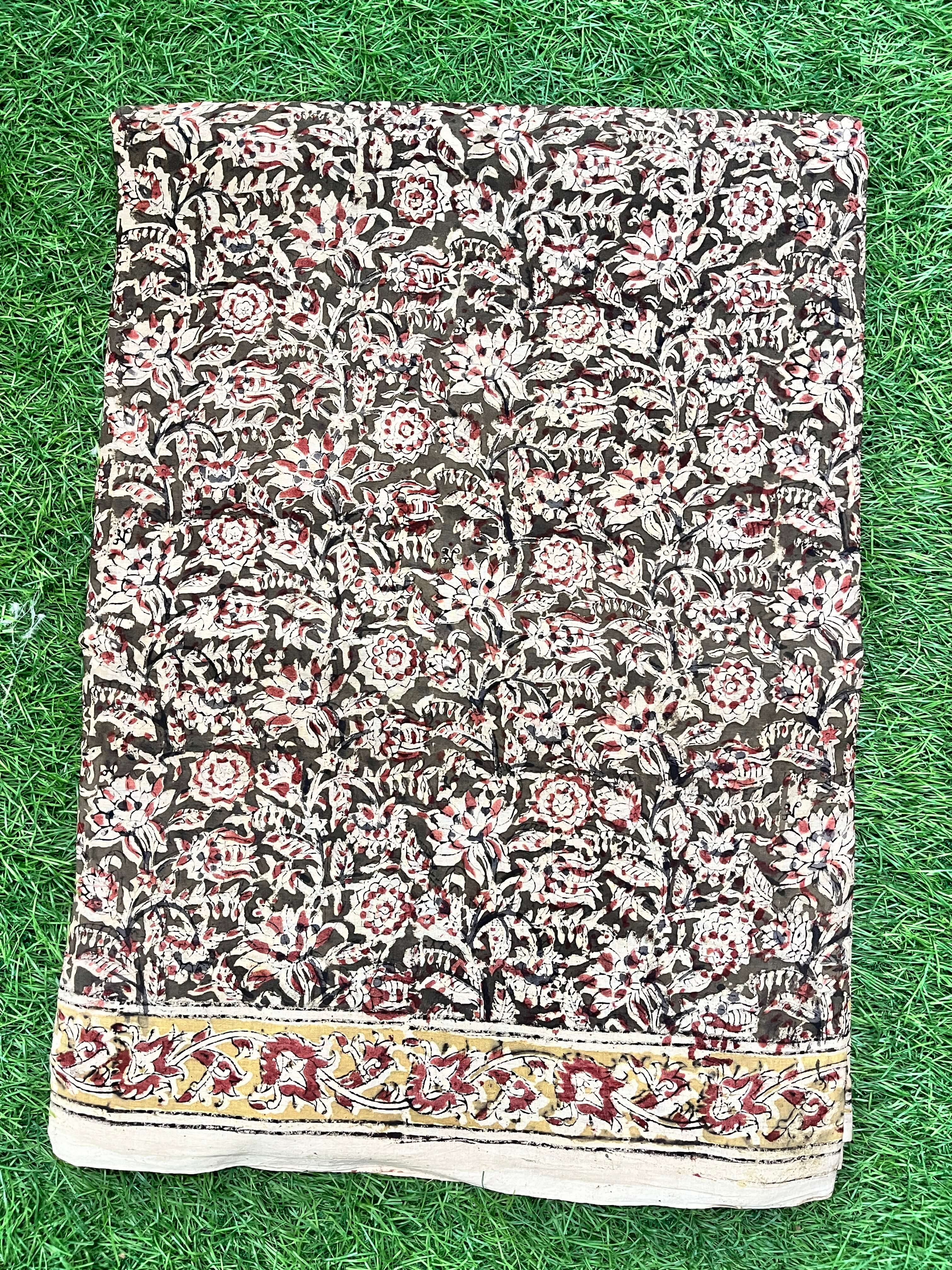 Hand Block Printed Kalamkari Saree KCH-M070