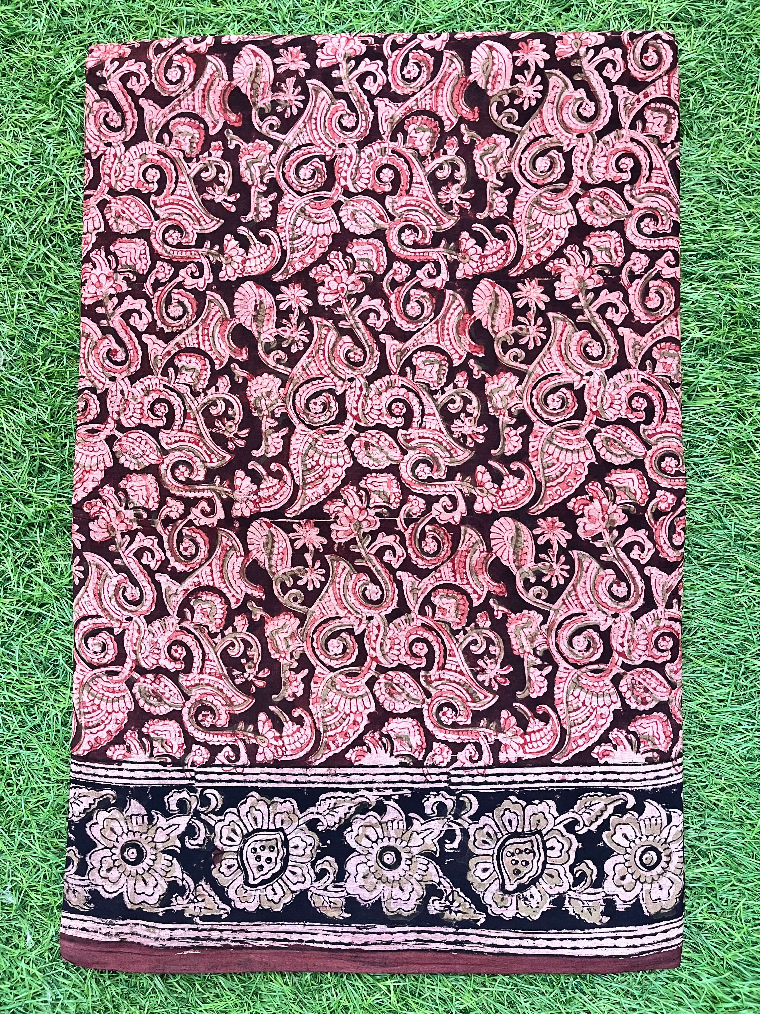Hand Block Printed Kalamkari Saree KCH-M079