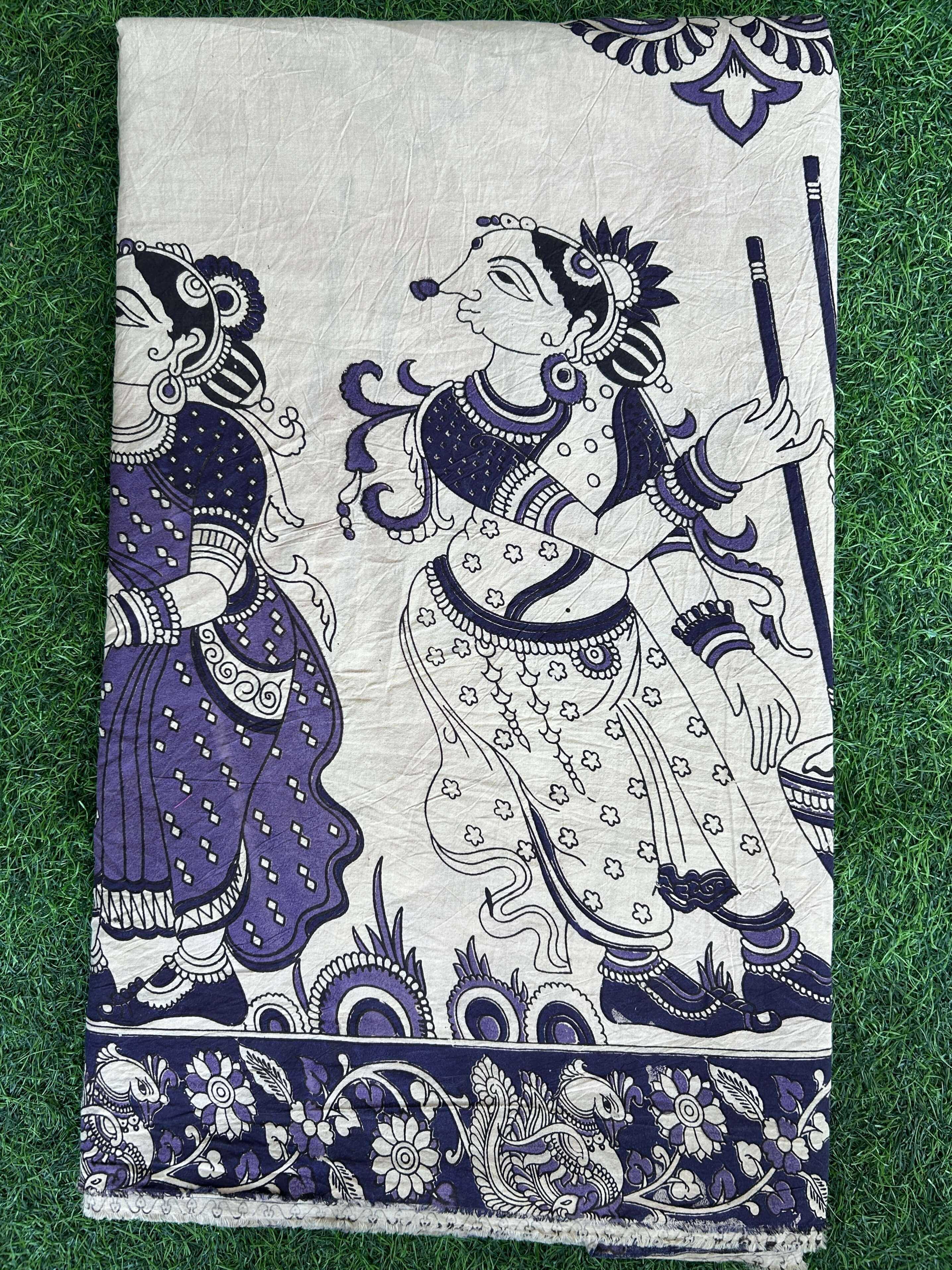 Kalamkari Screen Printed Cotton Fabric - M055