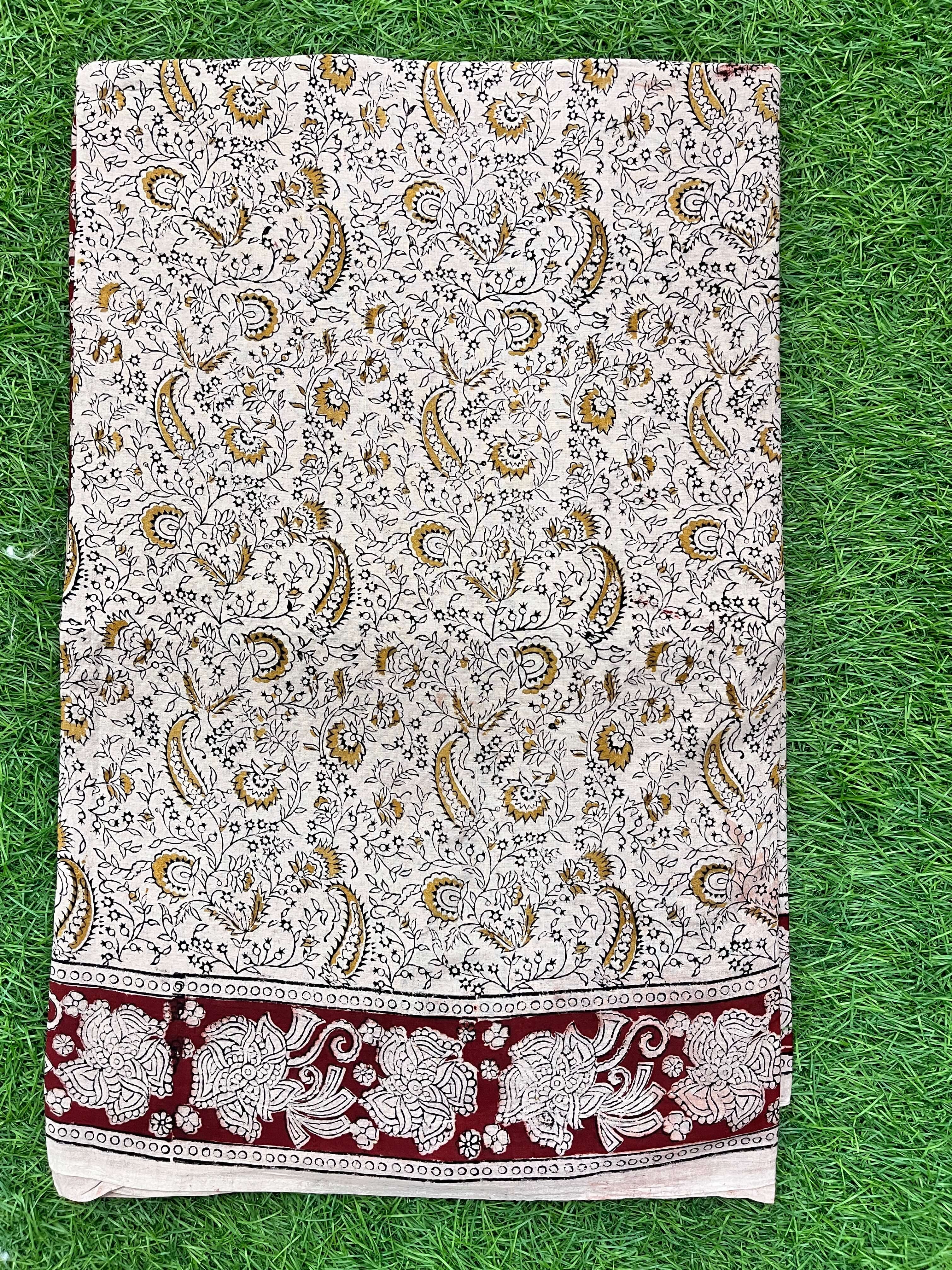 Hand Block Printed Kalamkari Saree KCH-M088