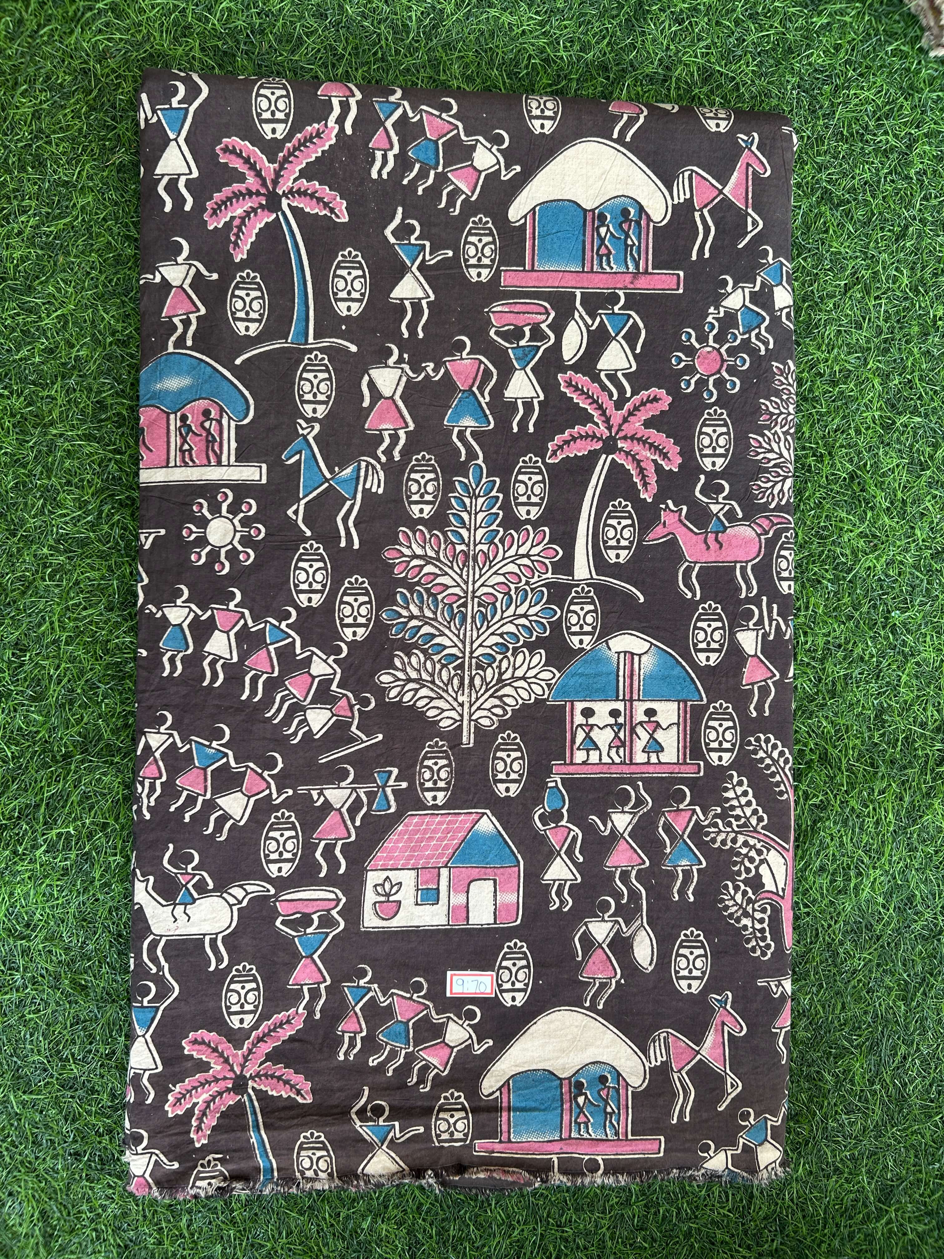 Kalamkari Screen Printed Cotton Fabric - M043