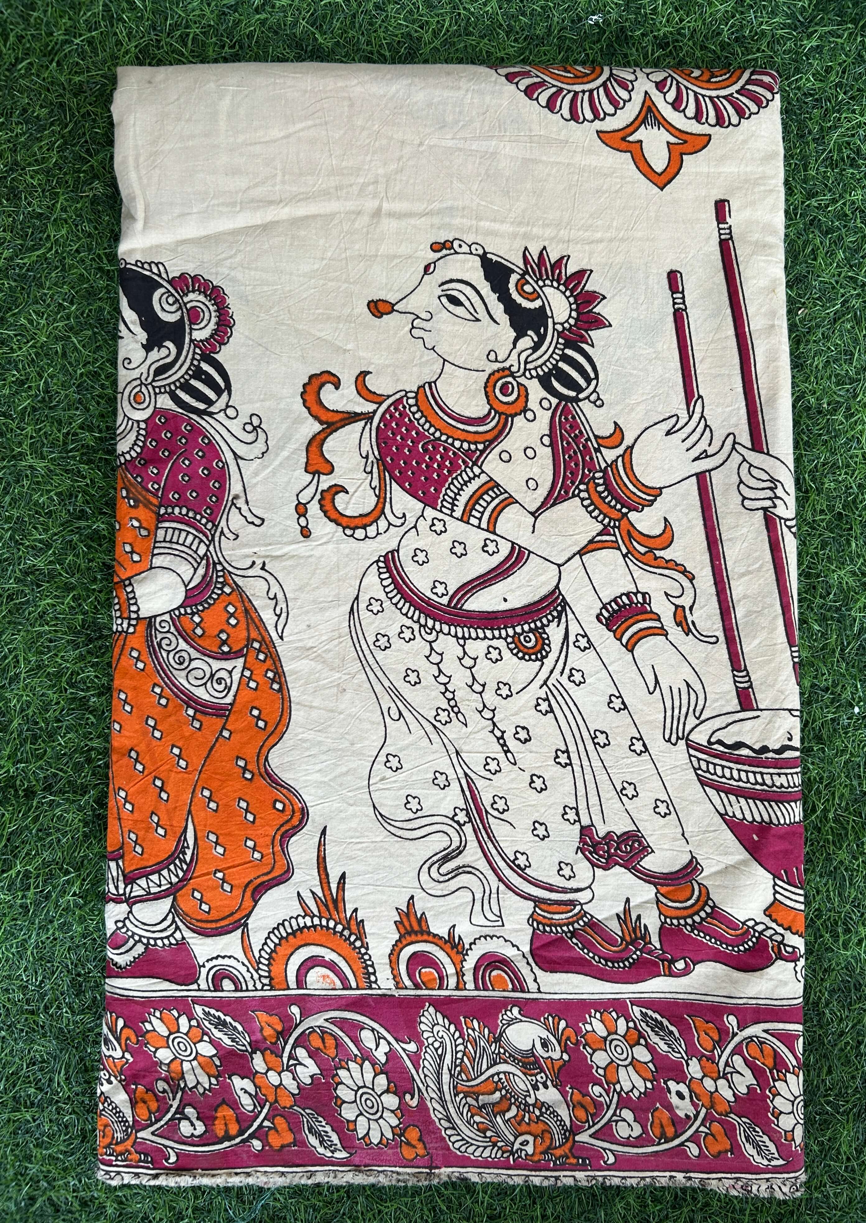 Kalamkari Screen Printed Cotton Fabric - M056