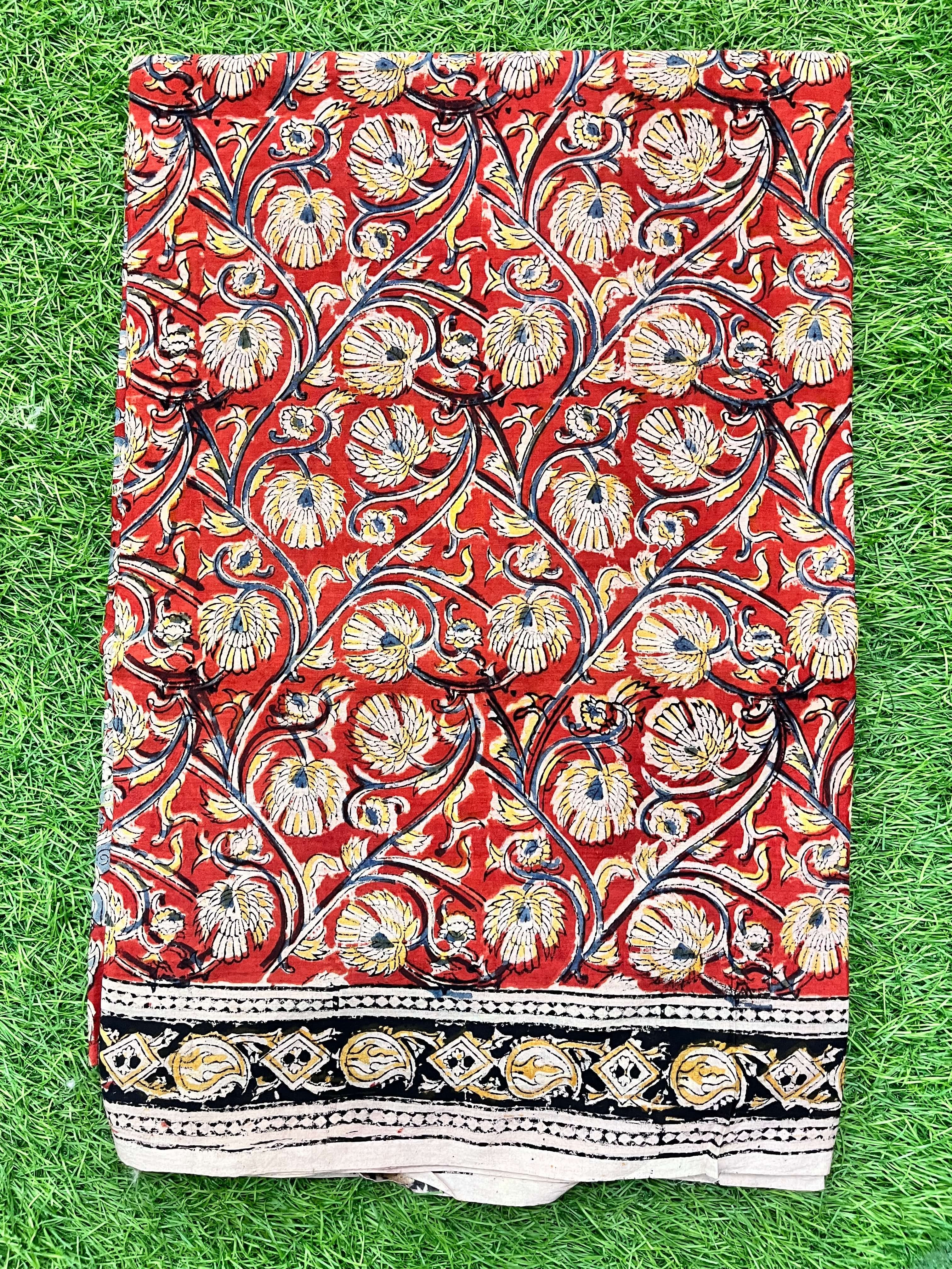 Hand Block Printed Kalamkari Saree KCH-M093