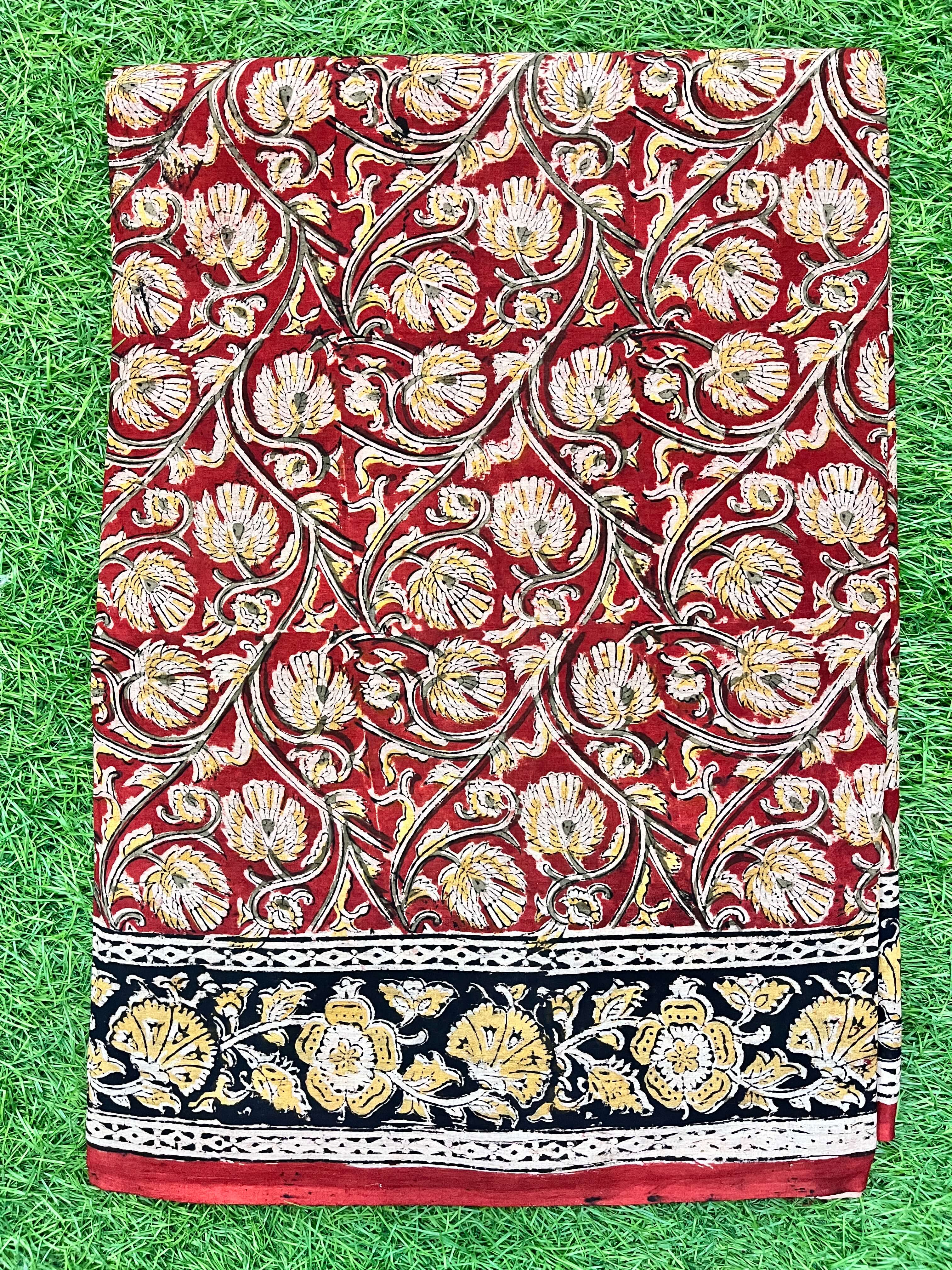 Hand Block Printed Kalamkari Saree KCH-M094
