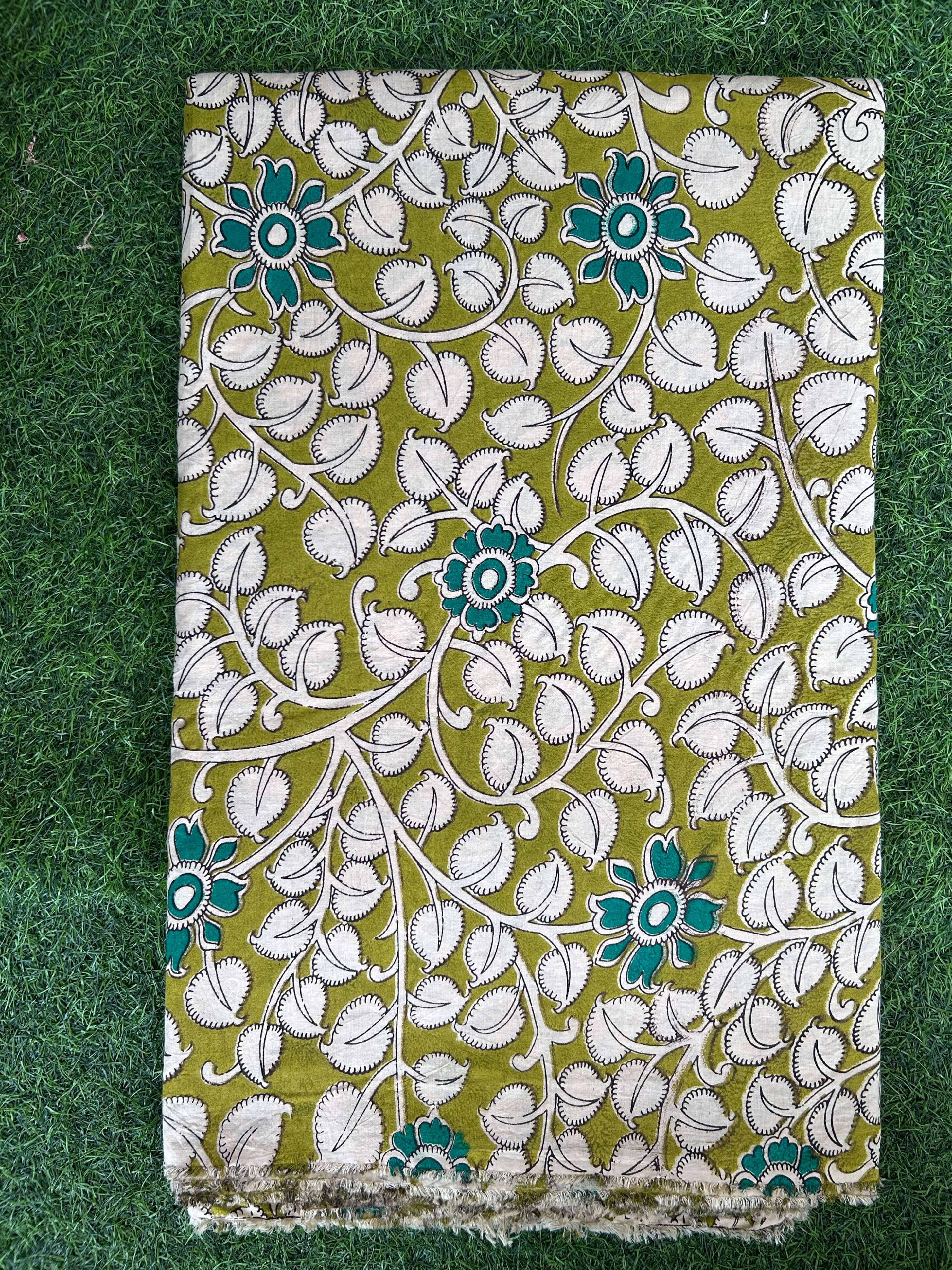 Kalamkari Screen Printed Cotton Fabric - M048