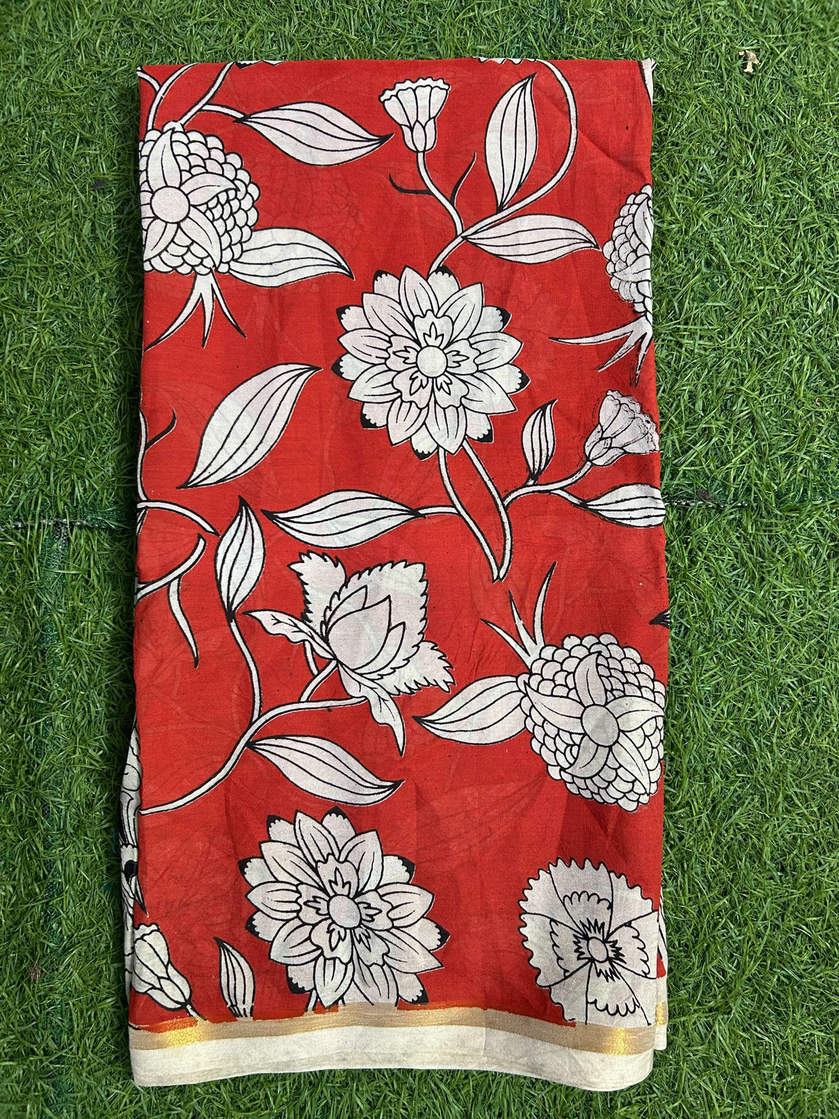 Kaddi Border Kalamkari Dupatta- KBKHPD-N-M185