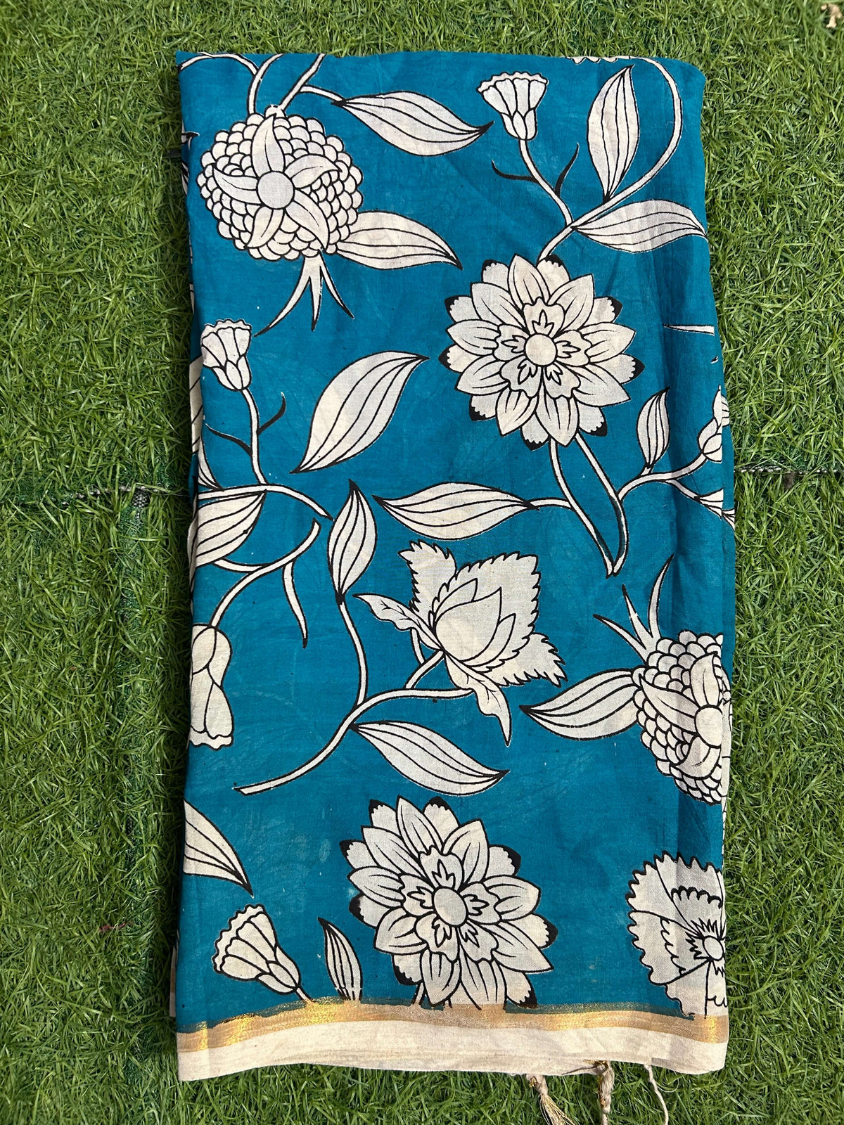 Kaddi Border Kalamkari Dupatta- KBKHPD-N-M175