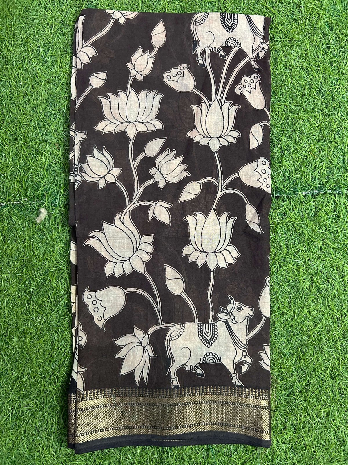 Cotton Nizam Border Kalamkari Dupatta- NBKD-N-M003