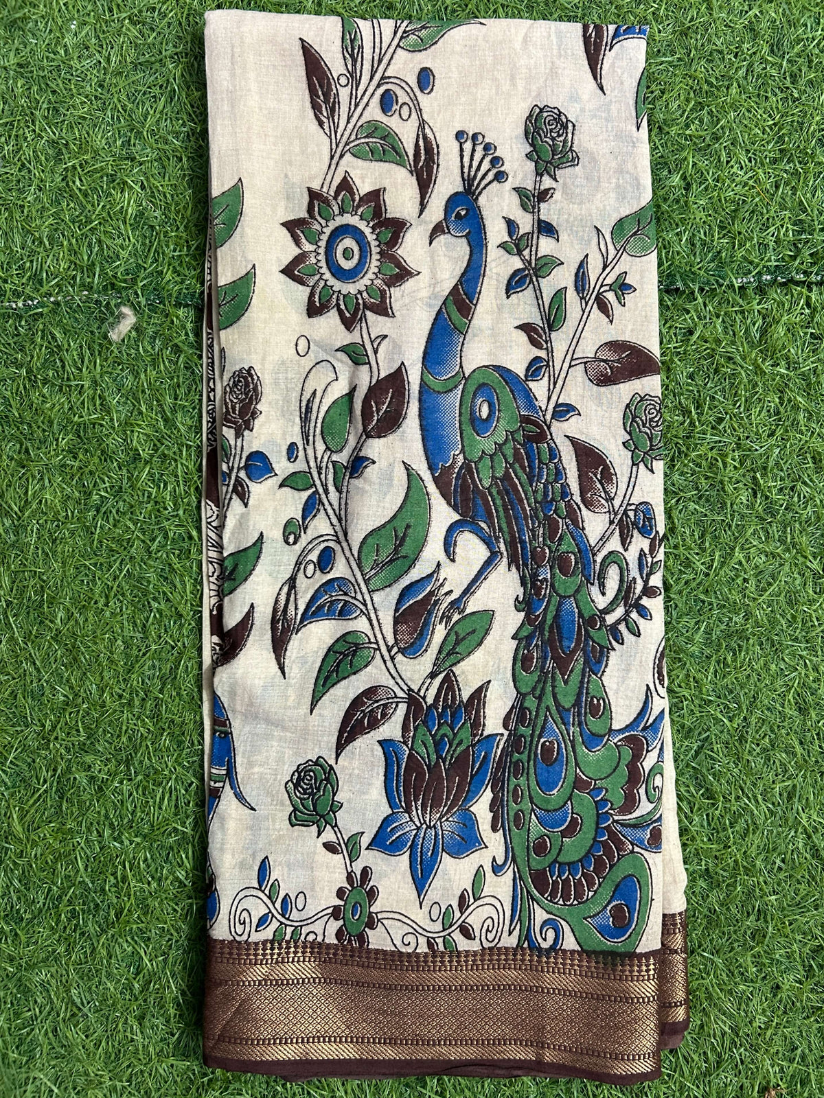 Cotton Nizam Border Kalamkari Dupatta- NBKD-N-M001
