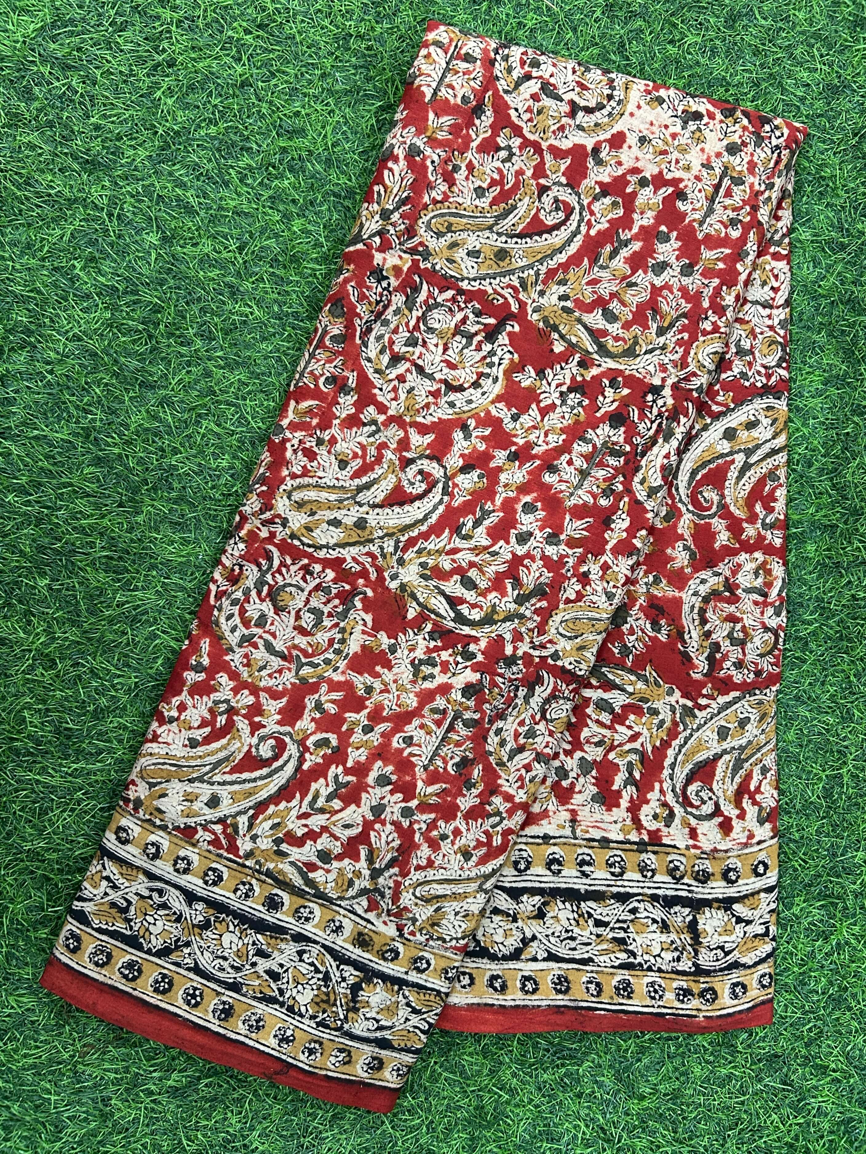 Hand Block Printed Kalamkari Saree KCH-M252