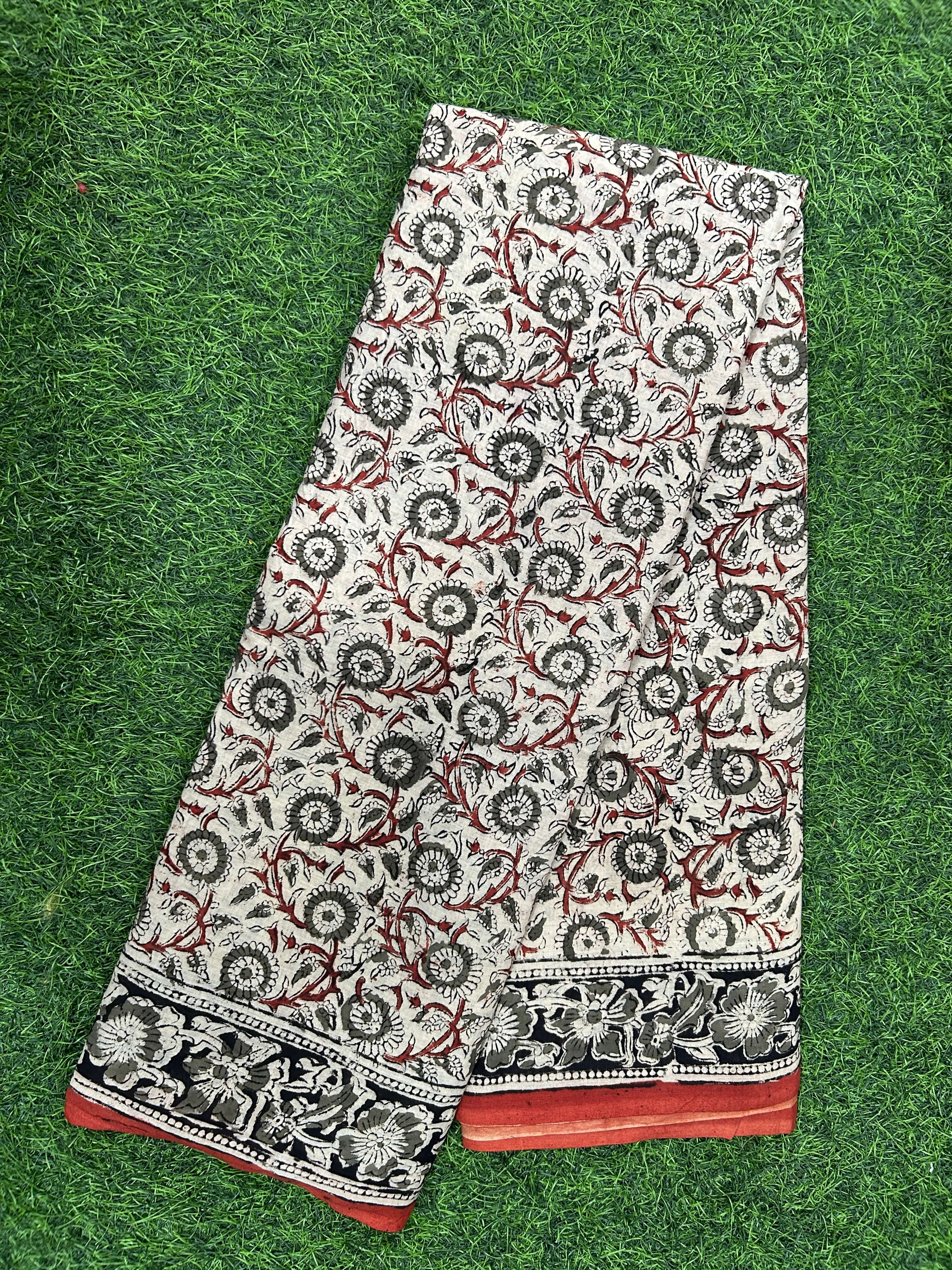 Hand Block Printed Kalamkari Saree KCH-M248
