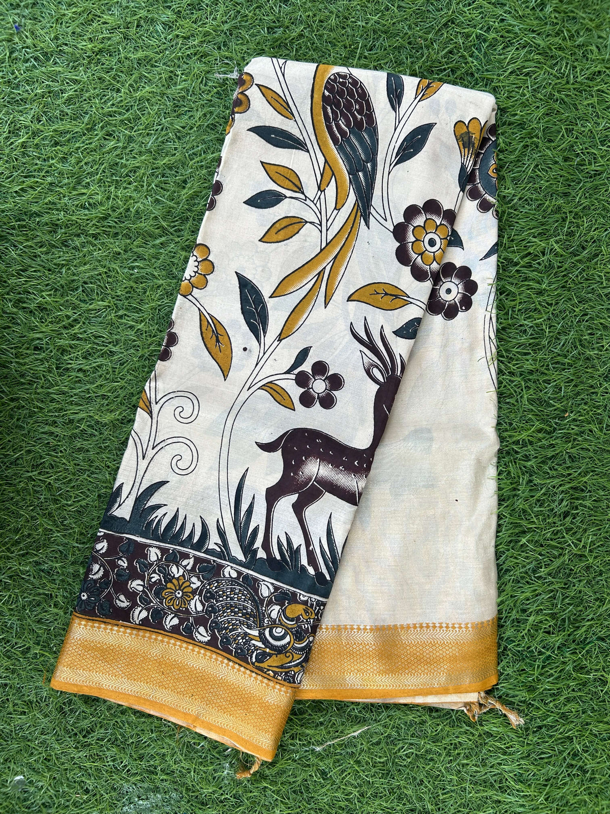 Kalamkari Chennuri Silk Nizam Border Saree-KNB-SP-M368