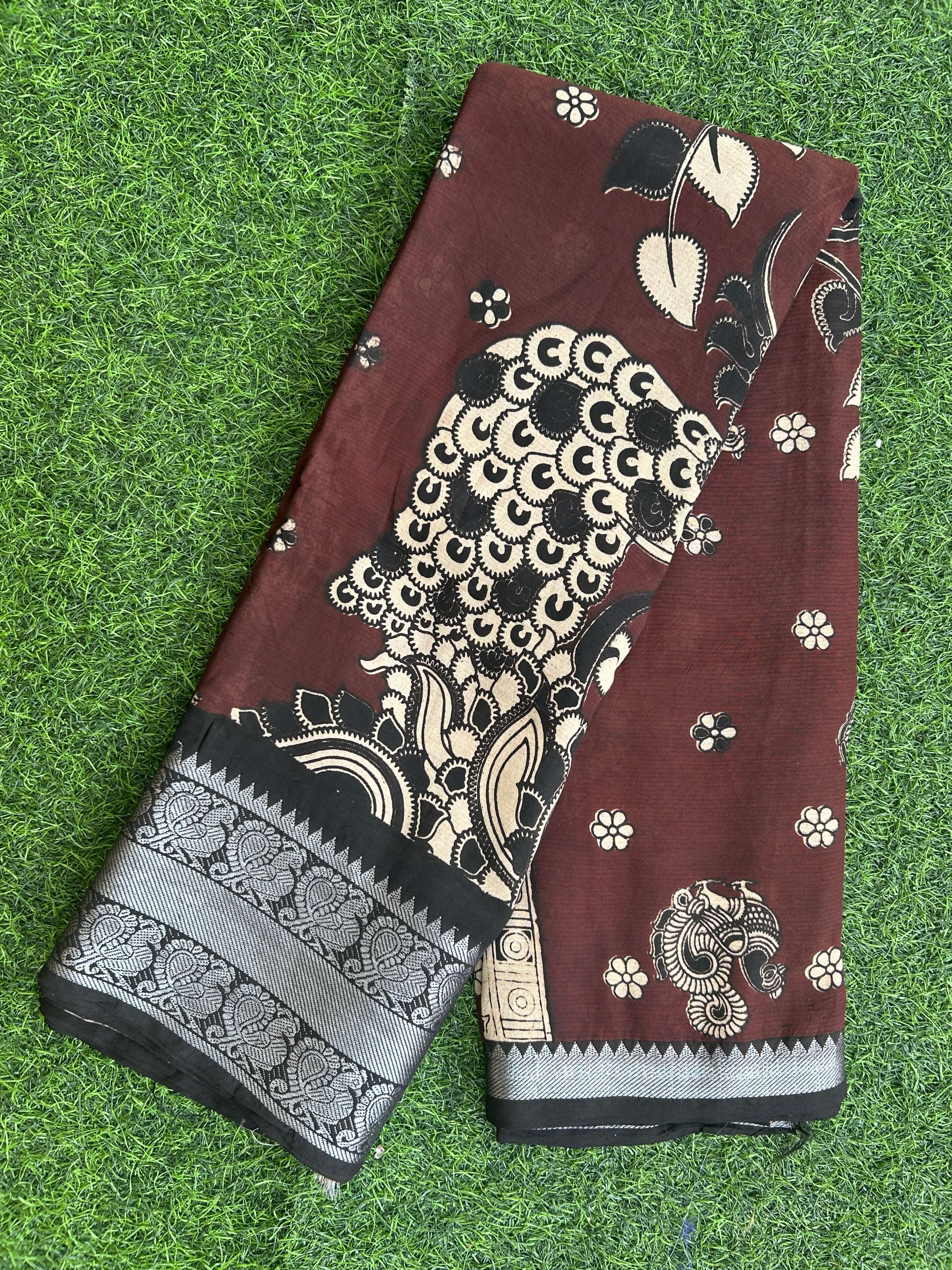 Kalamkari Chennuri Silk Kanchi Border Saree-KKB-SP-M199