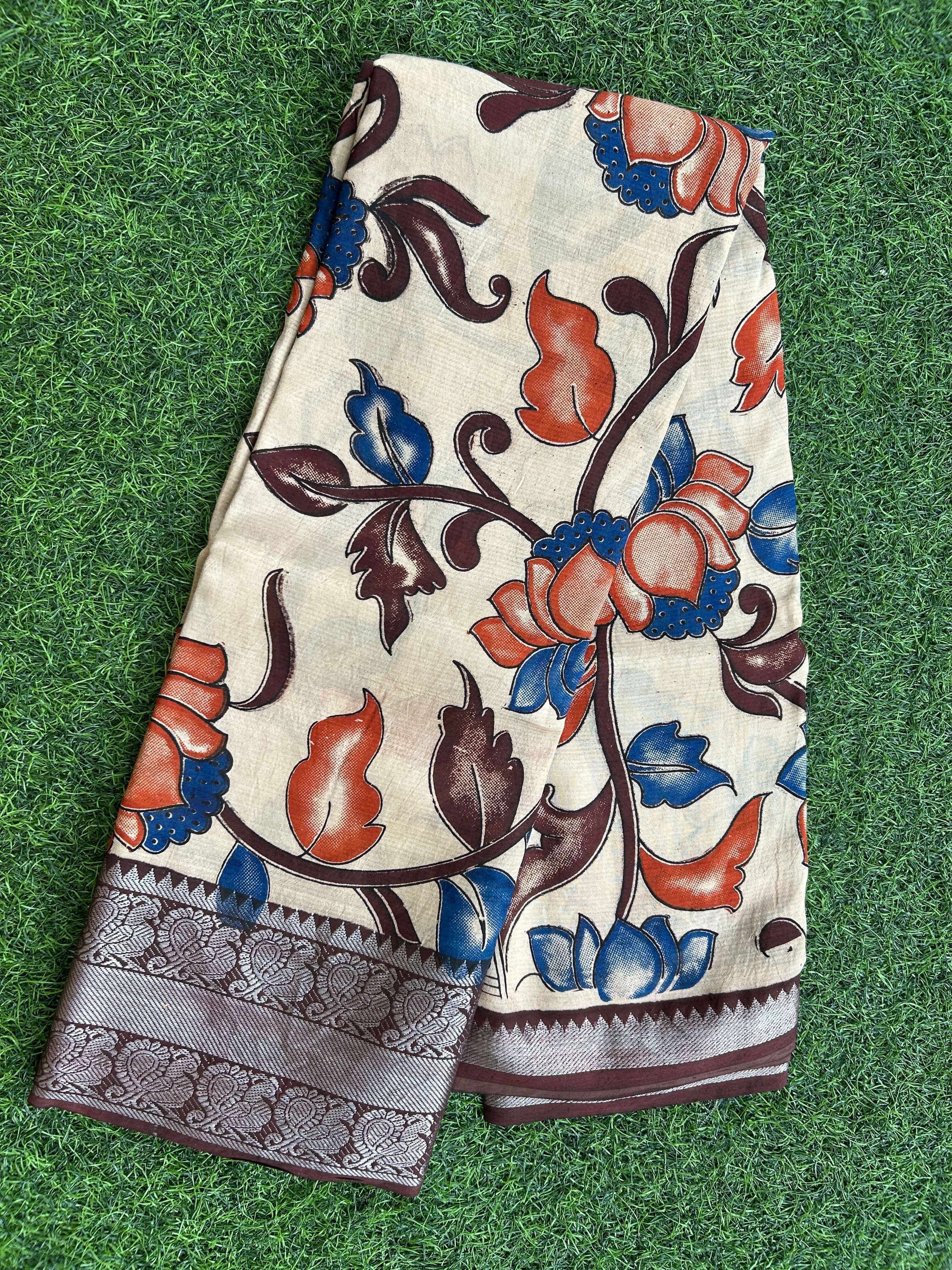 Kalamkari Chennuri Silk Kanchi Border Saree-KKB-SP-M197