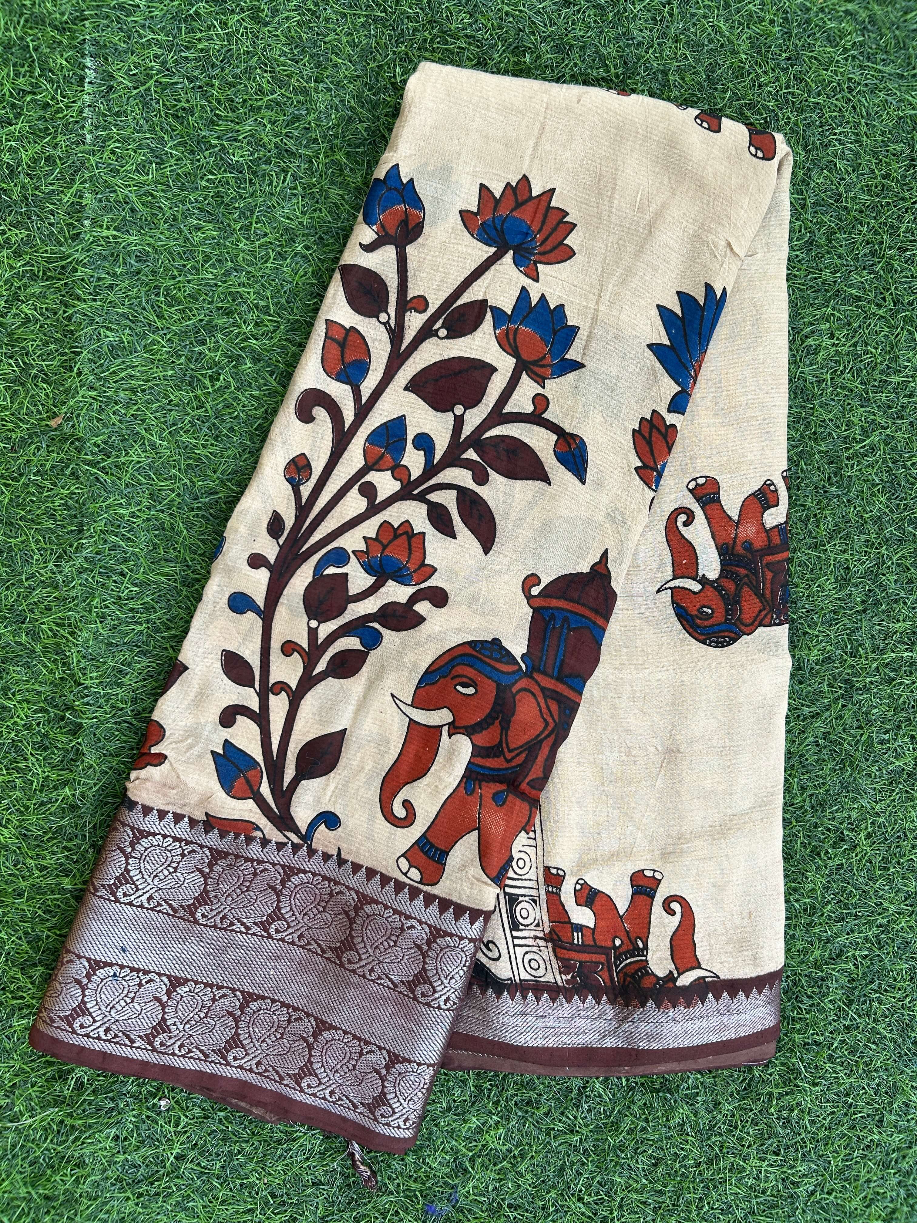Kalamkari Chennuri Silk Kanchi Border Saree-KKB-SP-M198