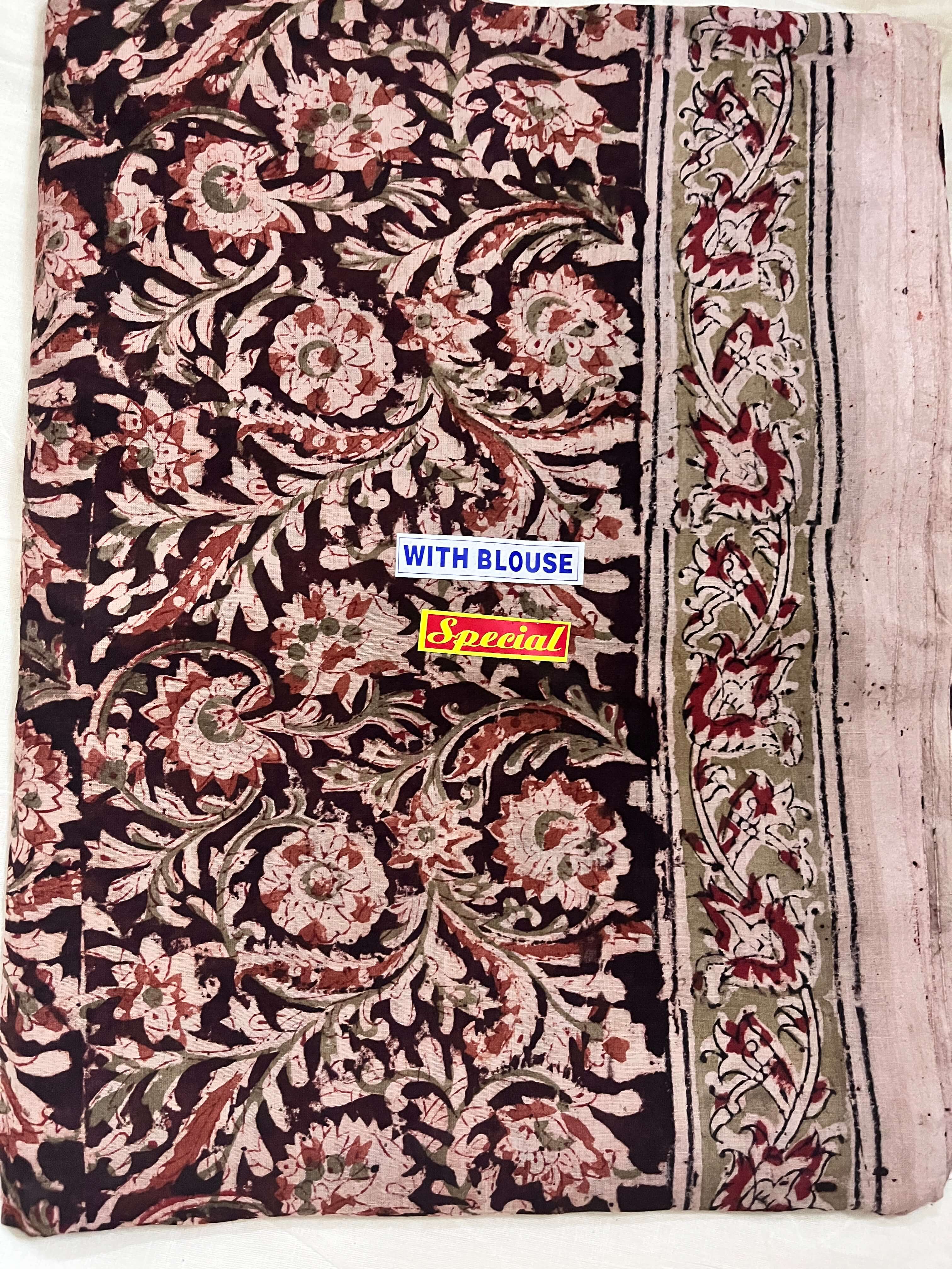 Kalamkari Cotton Handblock Printed Saree-CLRS-HPC-M135