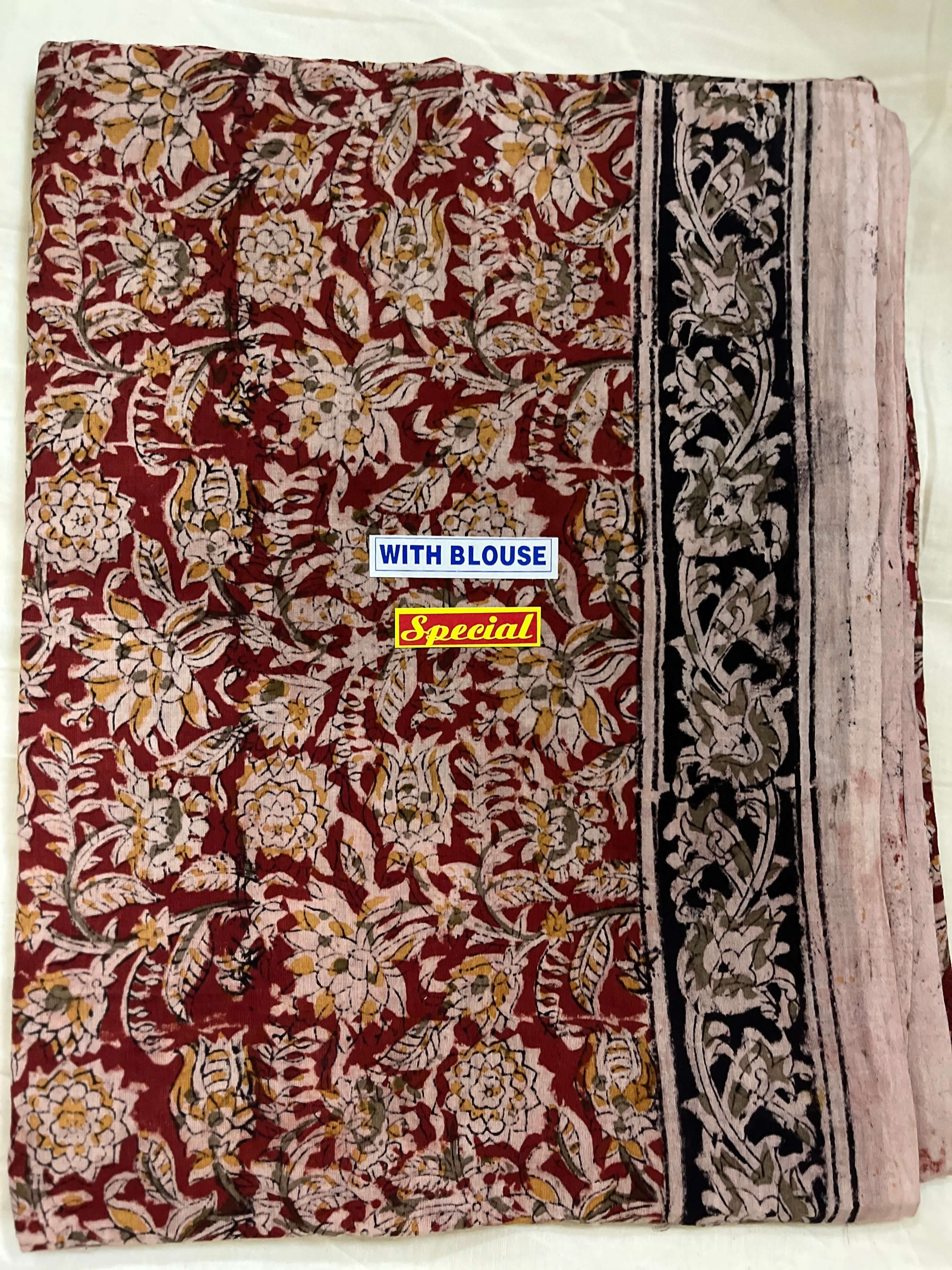 Kalamkari Cotton Handblock Printed Saree-CLRS-HPC-M137