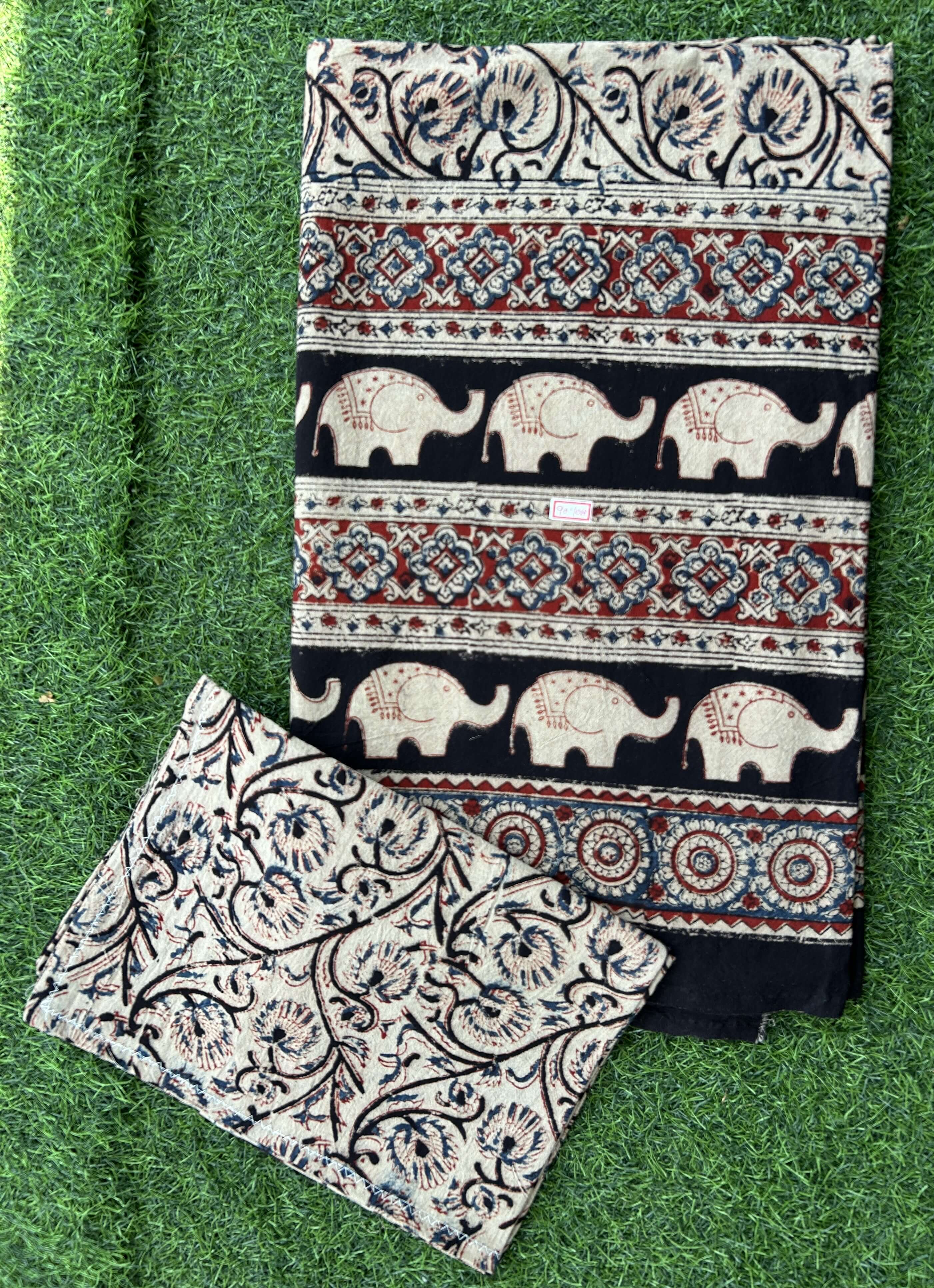 Kalamkari Block Printed Cotton Bed Cover with Pillow Covers - KBS057(90*108)
