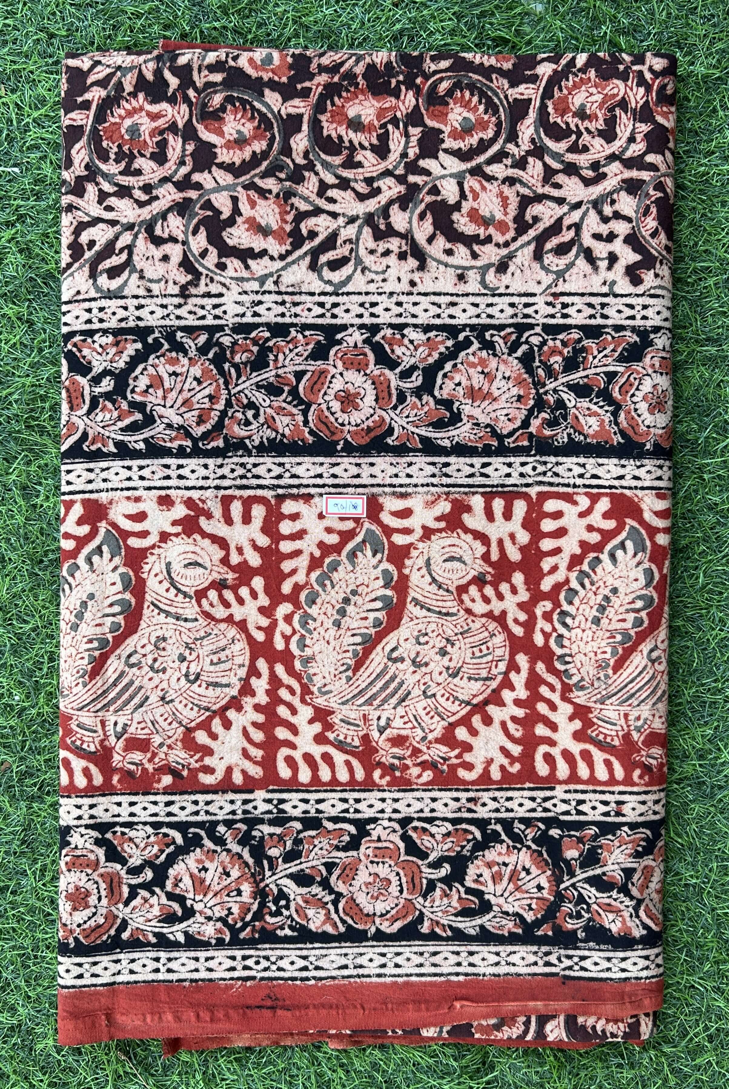 Kalamkari Block Printed Cotton Bed Sheets - KBS048(90*108)