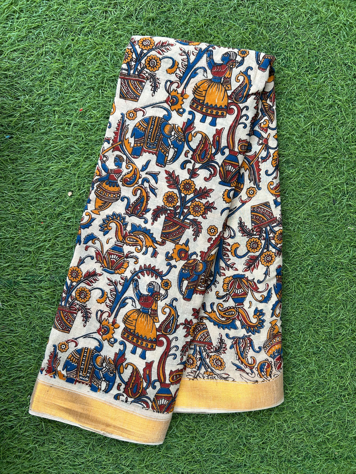 Kalamkari Cotton Zari Border Saree-KZB-BP-M026
