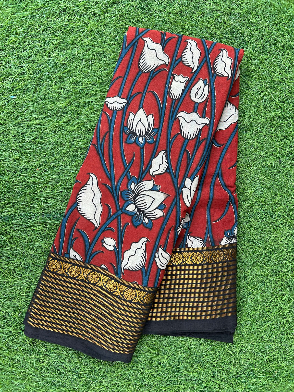 Kalamkari Cotton Zari Border Saree-KZB-BP-M028